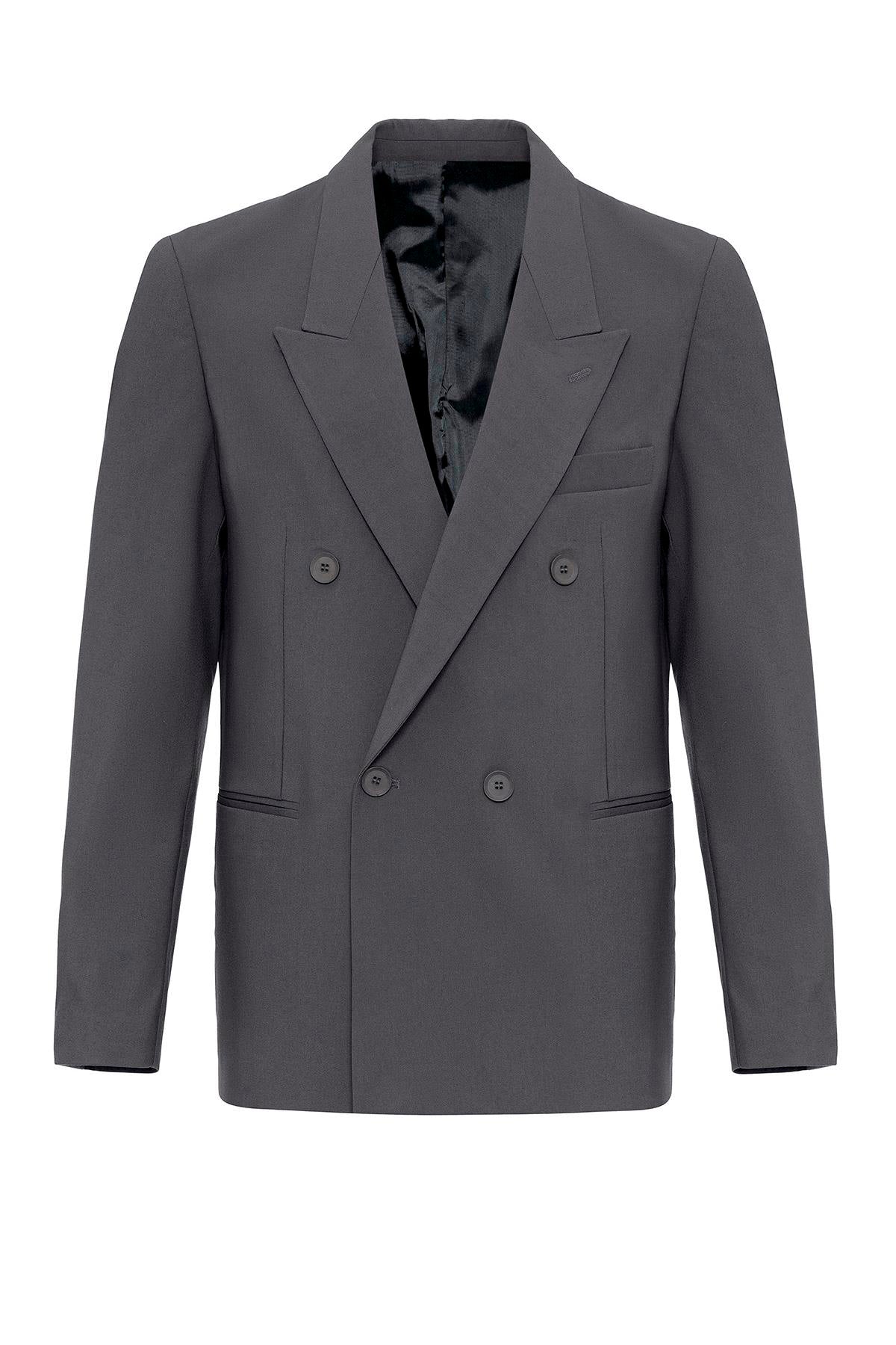 Anthracite Single Button Double-breasted Men's Blazer Jacket