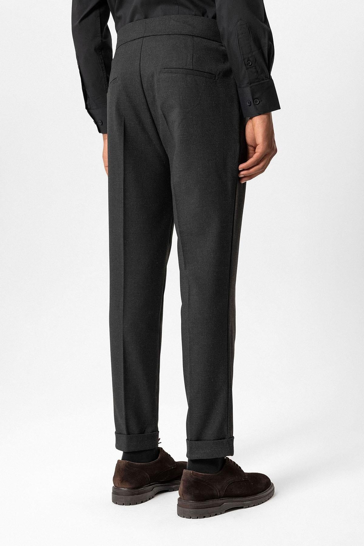 Anthracite High-Waisted Pleated Technical Men's Trousers