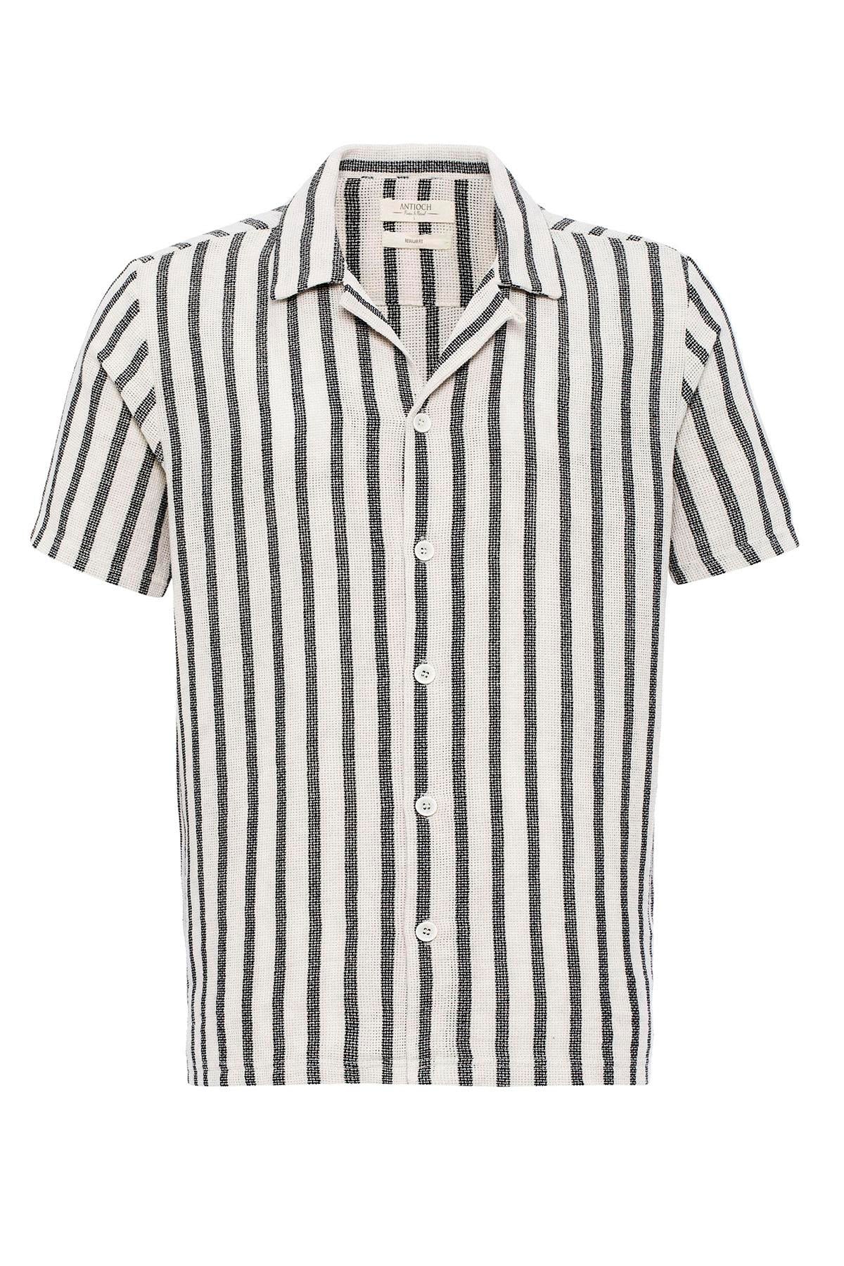KOALA SYDNEY Men's Black Camp Collar Knit Short-Sleeve Shirt -