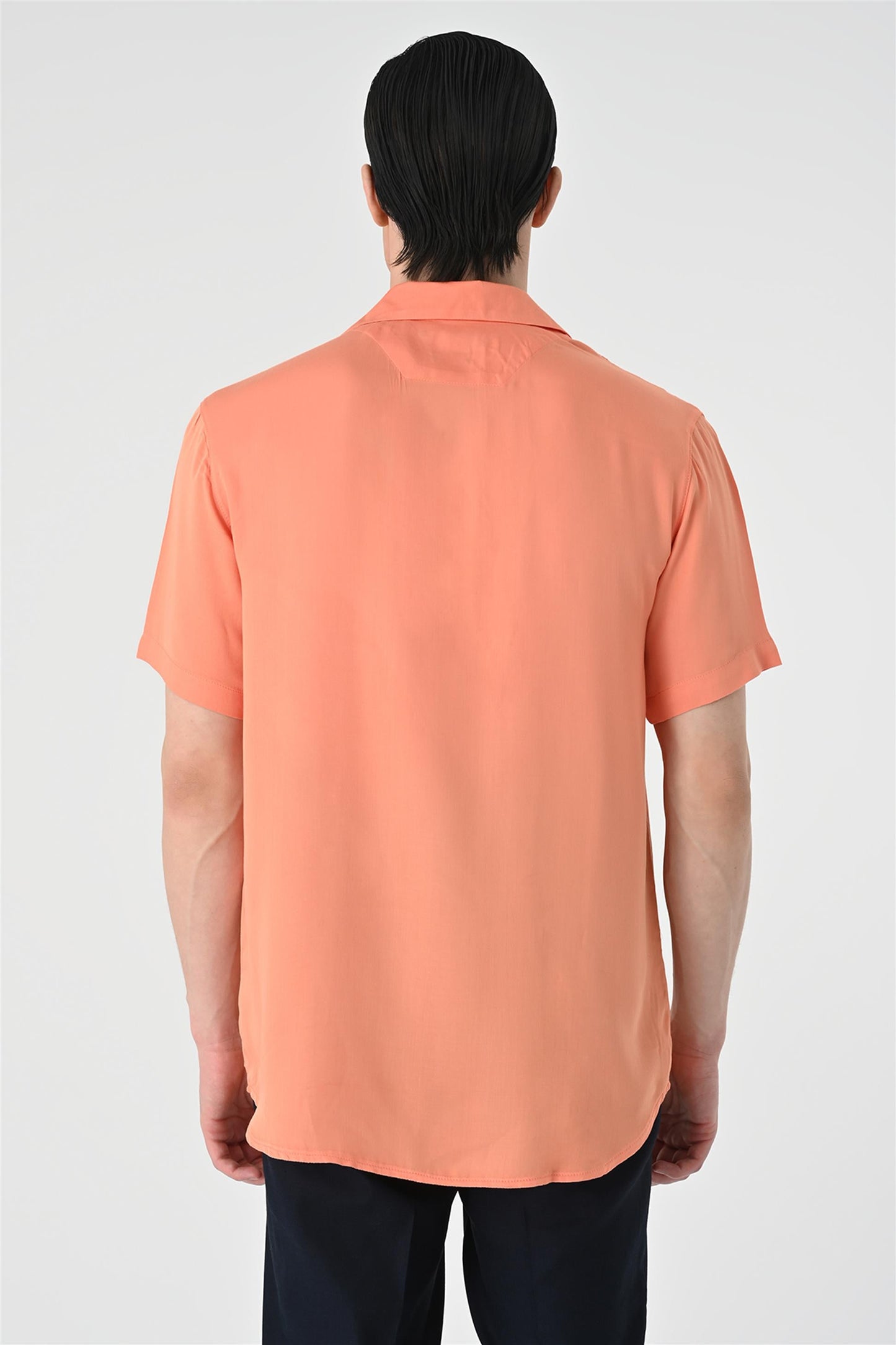 KOALA SYDNEY Men's Salmon Open Collar Oversized Short Sleeve Shirt -