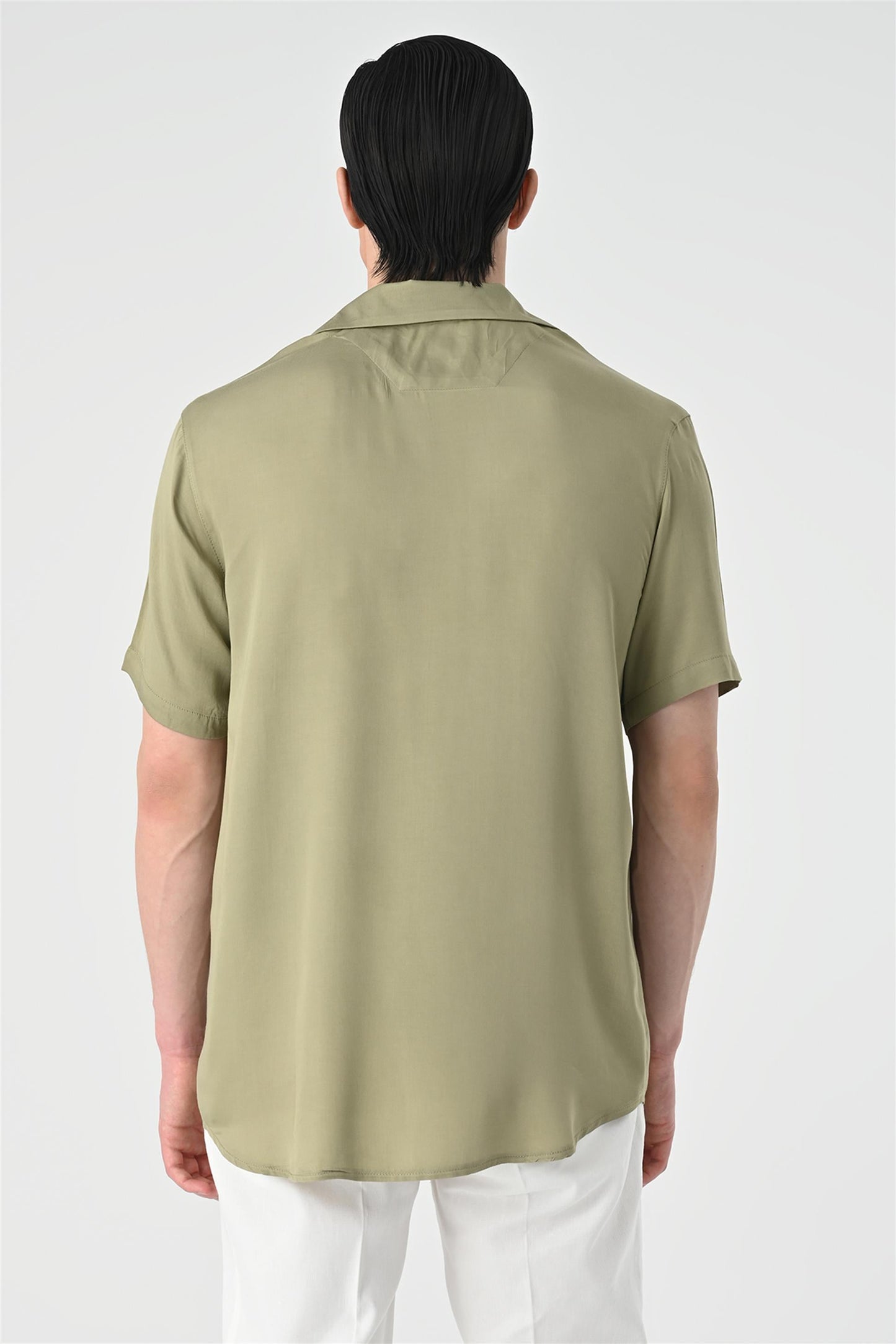 KOALA SYDNEY Men's Khaki Open Collar Oversized Short Sleeve Shirt