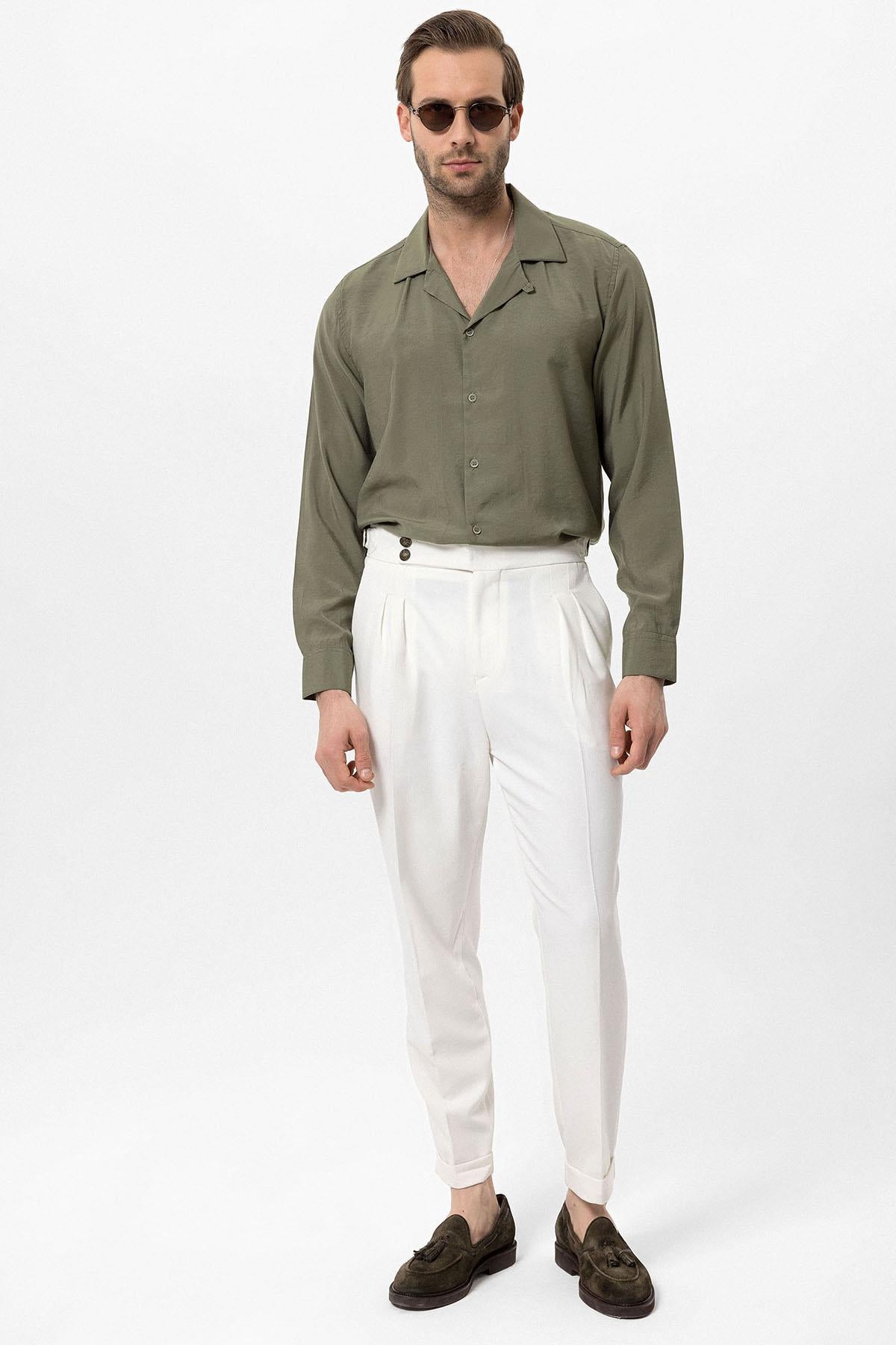 Men's Khaki Striped Shirt