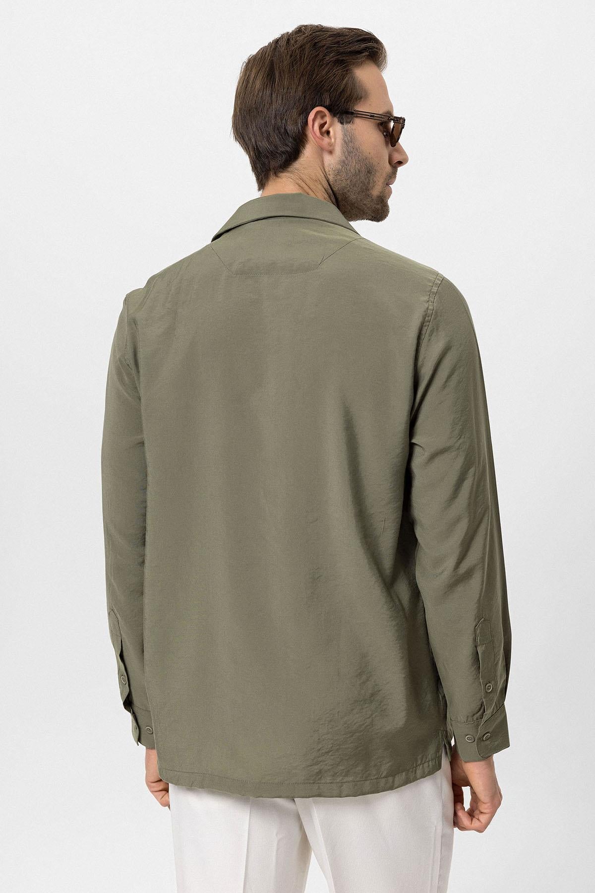 Men's Khaki Striped Shirt