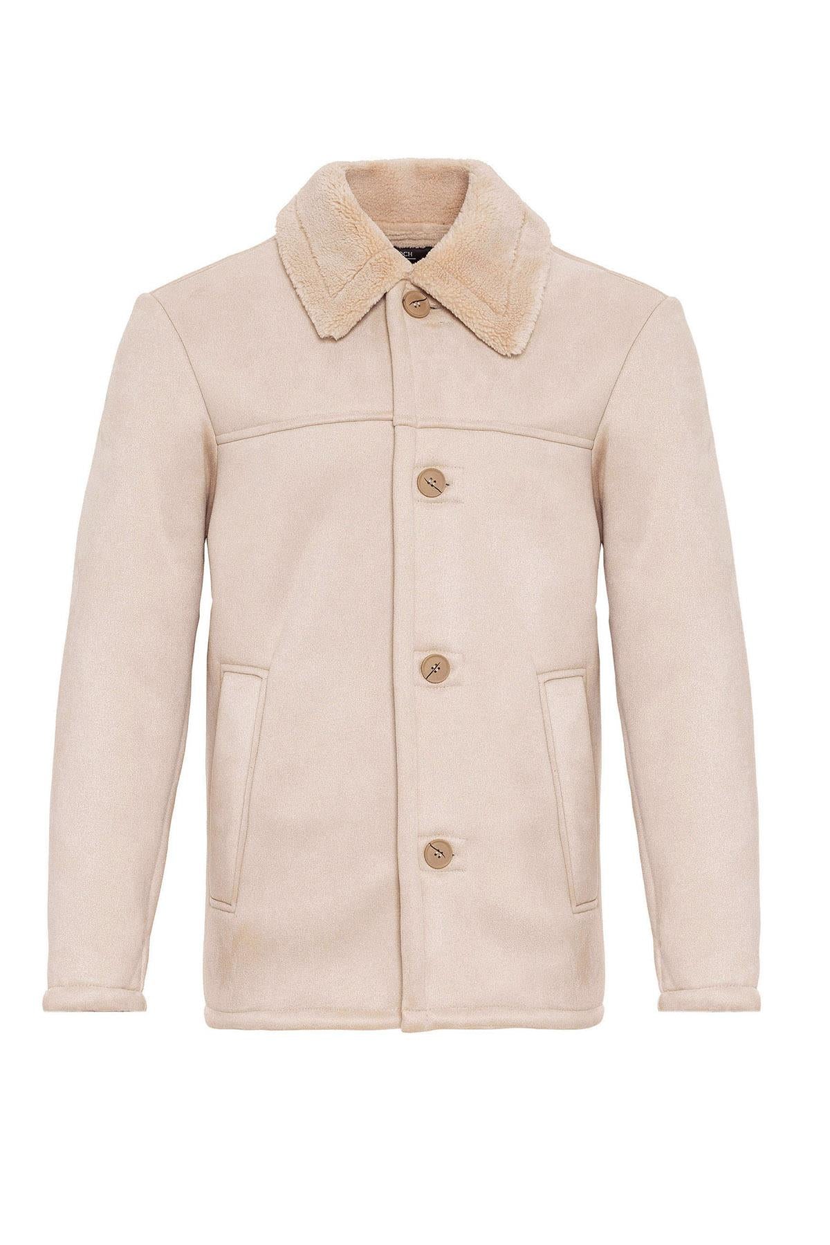 Lined Suede Men's Beige Jacket