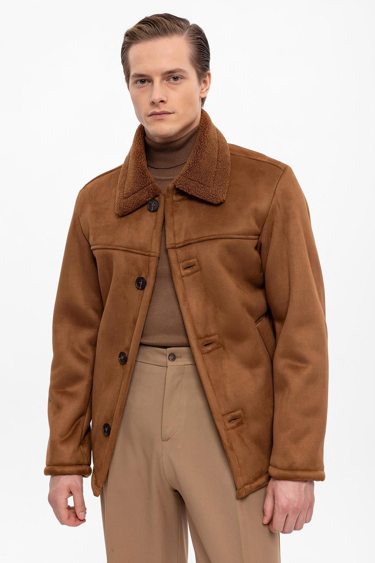 Men's Brown Lined Suede Jacket