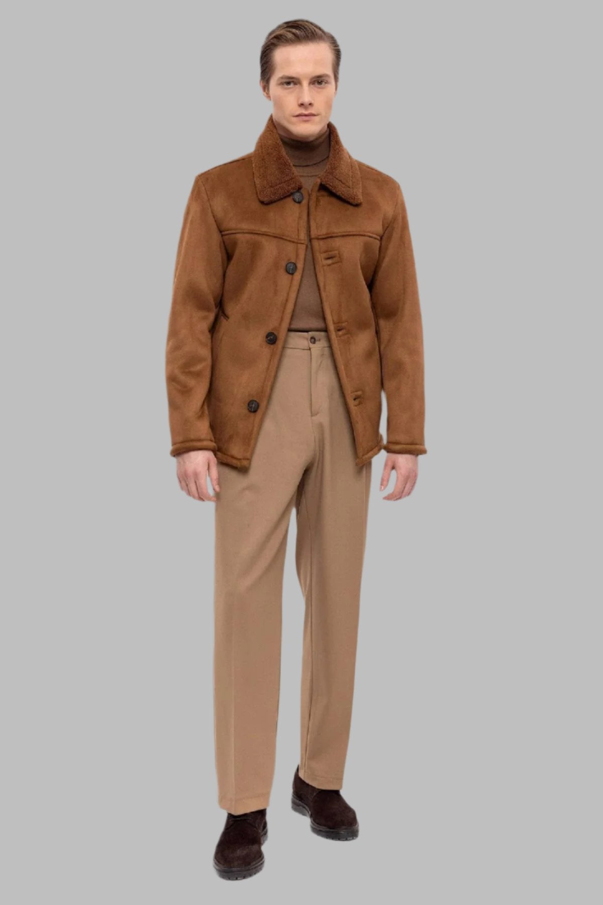 Men's Brown Lined Suede Jacket