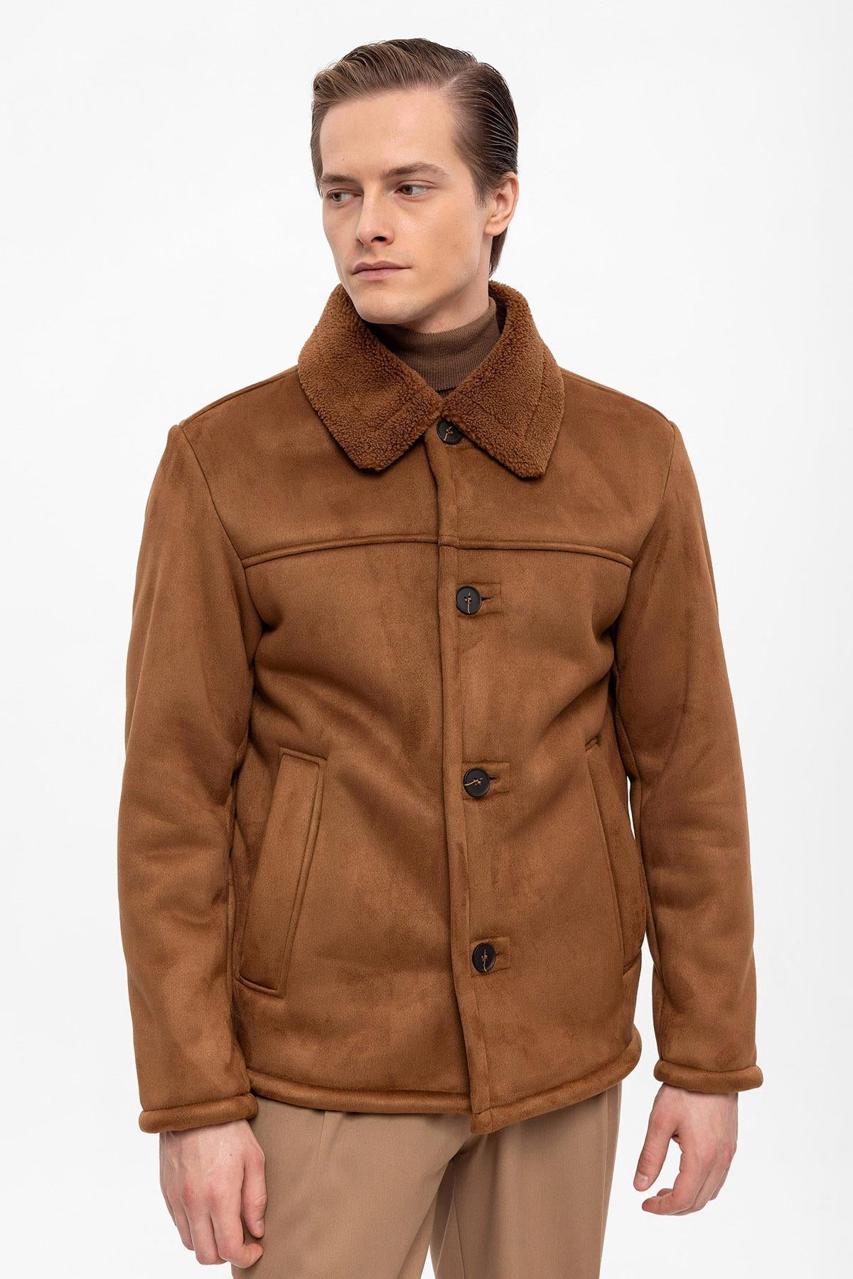 Men's Brown Lined Suede Jacket
