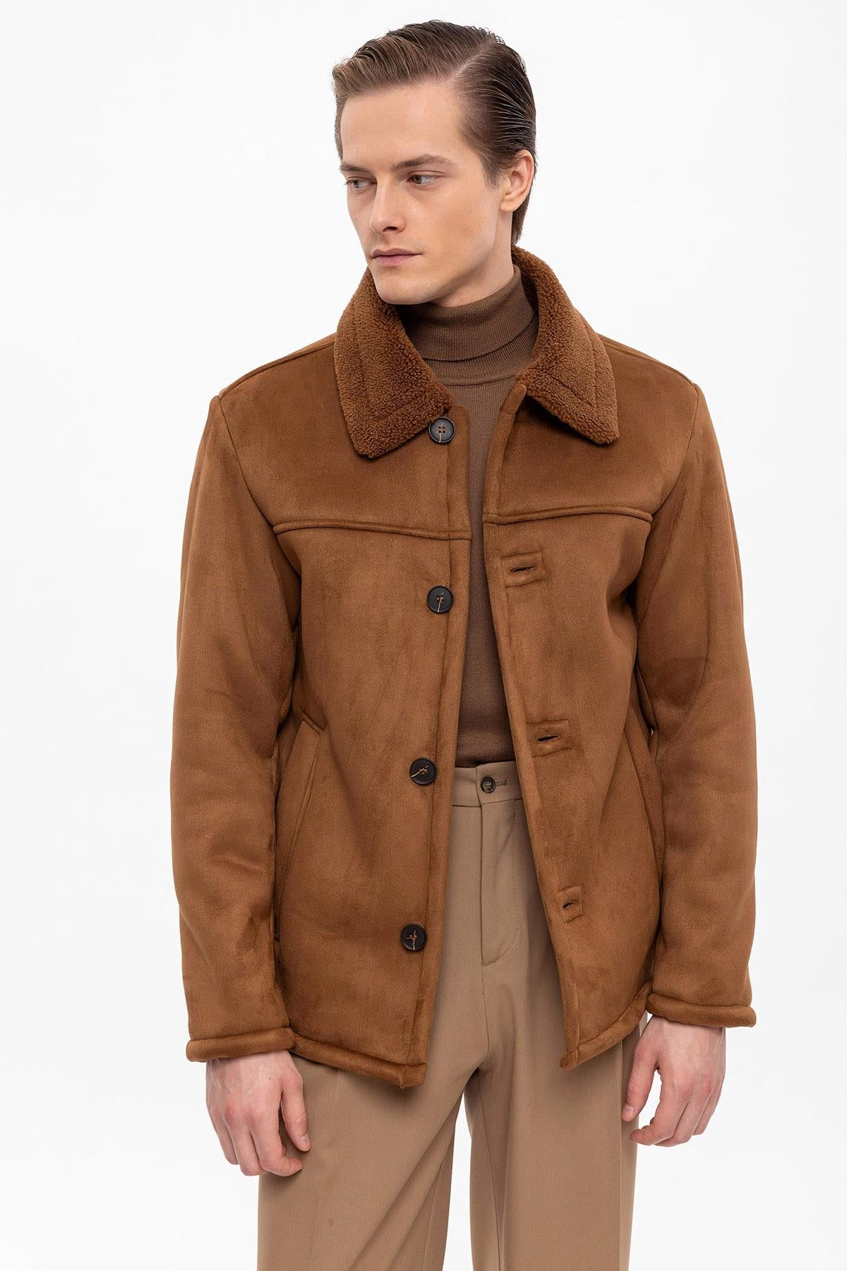 Men's Brown Lined Suede Jacket