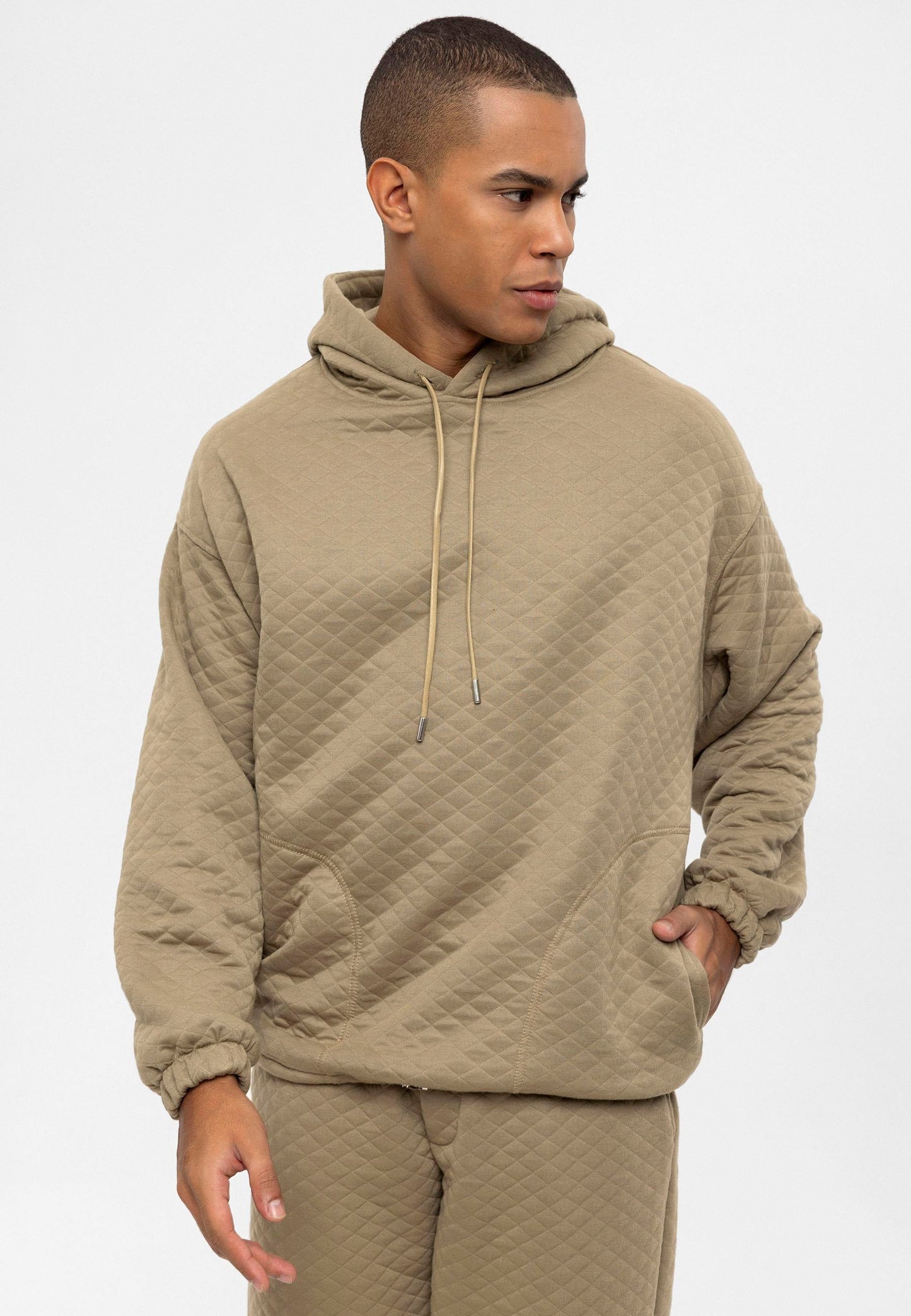 KOALA SYDNEY Men's Khaki Diamond Patterned Oversize Tracksuit Set