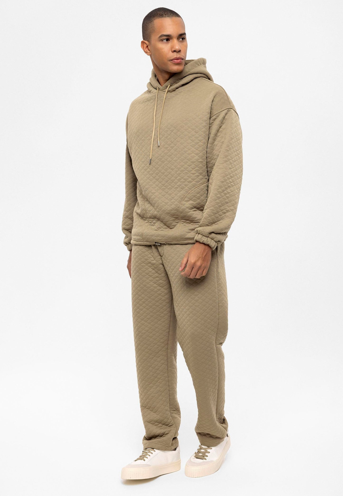 KOALA SYDNEY Men's Khaki Diamond Patterned Oversize Tracksuit Set