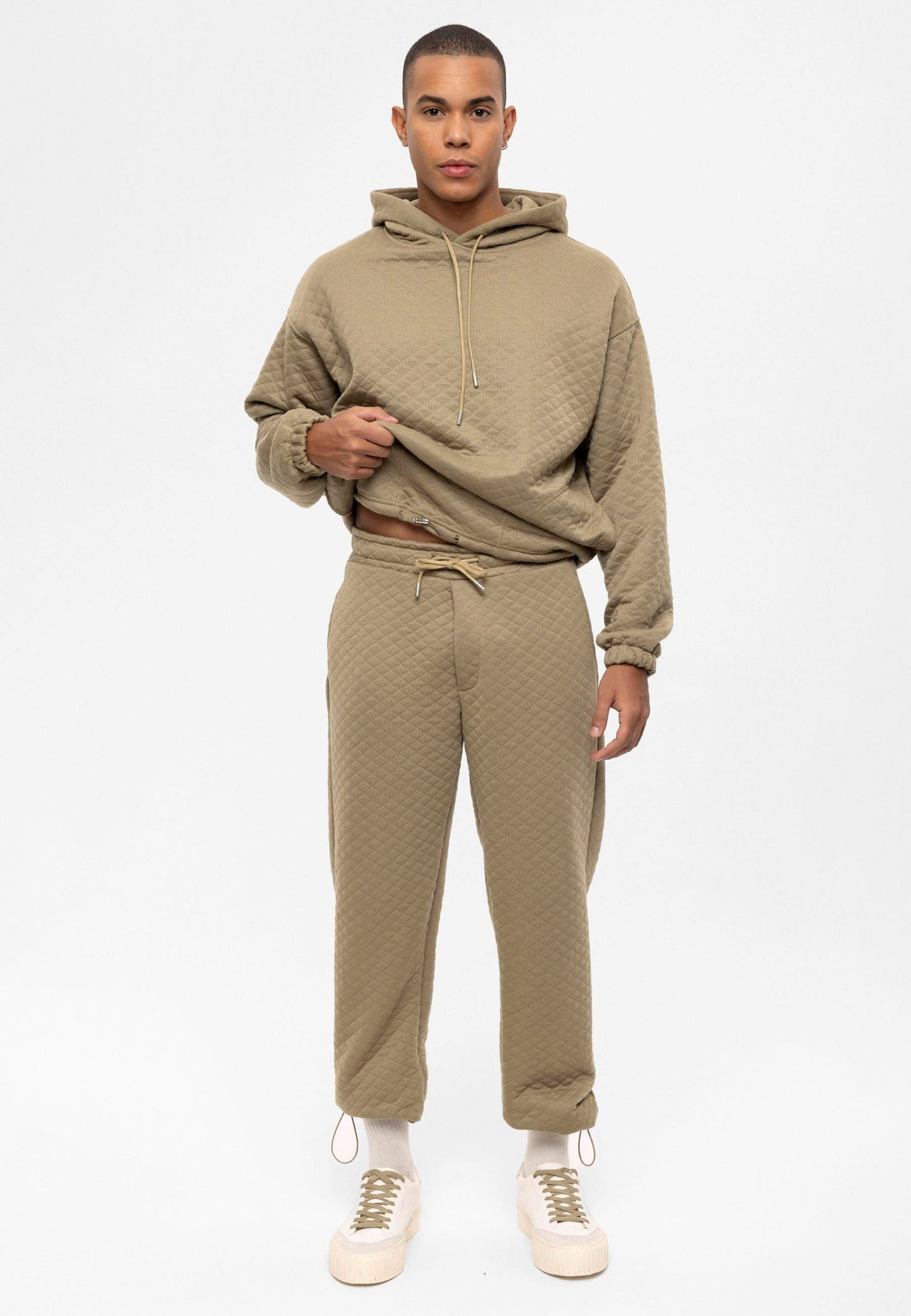 KOALA SYDNEY Men's Khaki Diamond Patterned Oversize Tracksuit Set