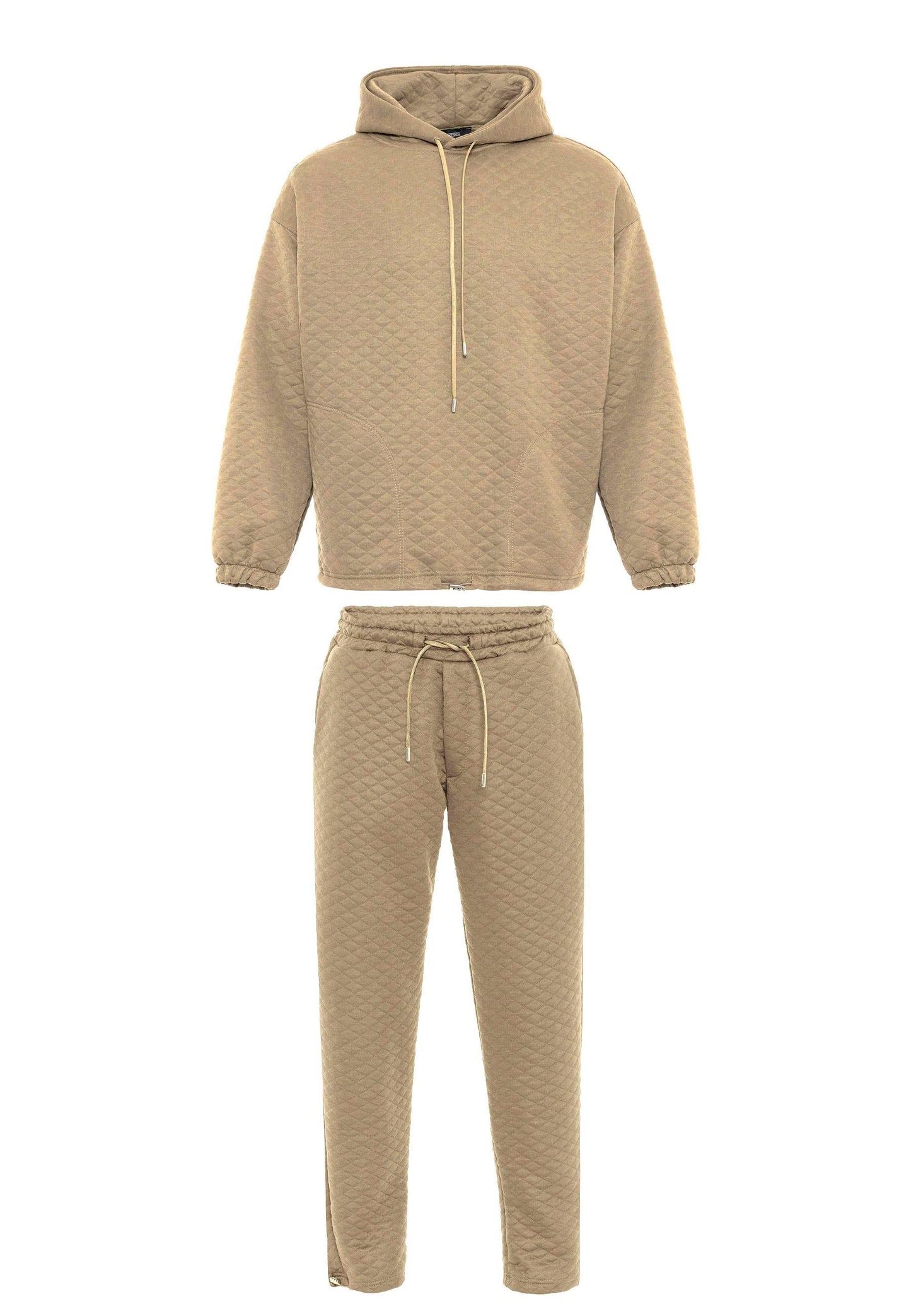 Men's Khaki Diamond Patterned Oversize Tracksuit Set