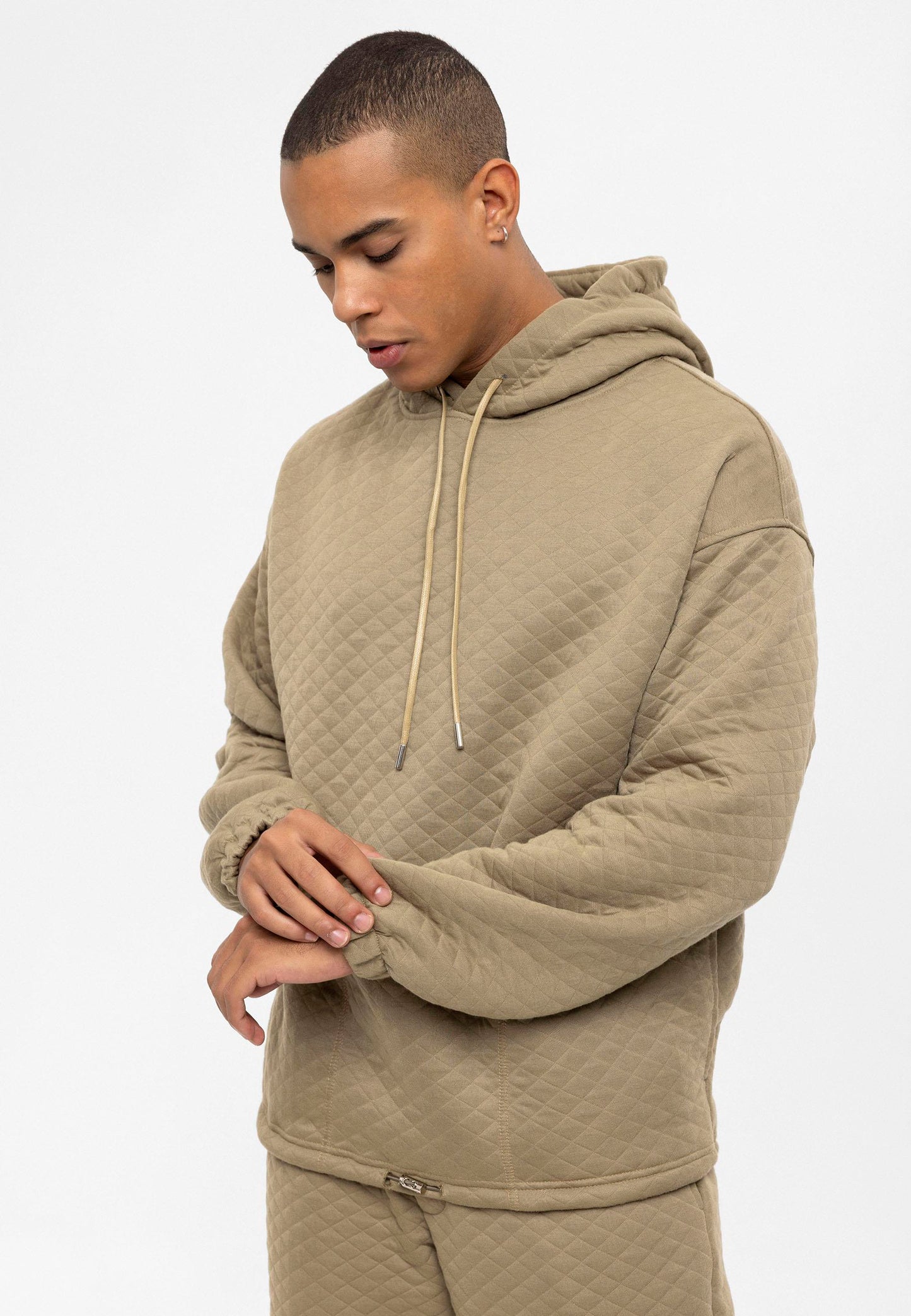 KOALA SYDNEY Men's Khaki Diamond Patterned Oversize Tracksuit Set