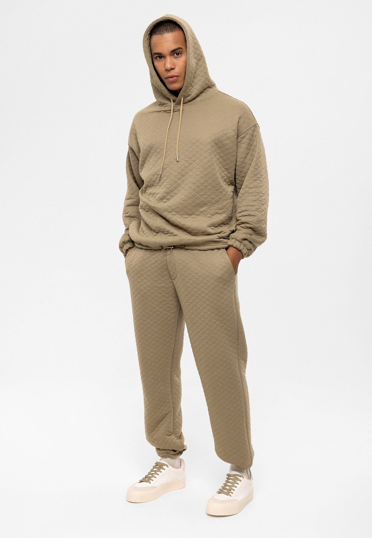 KOALA SYDNEY Men's Khaki Diamond Patterned Oversize Tracksuit Set