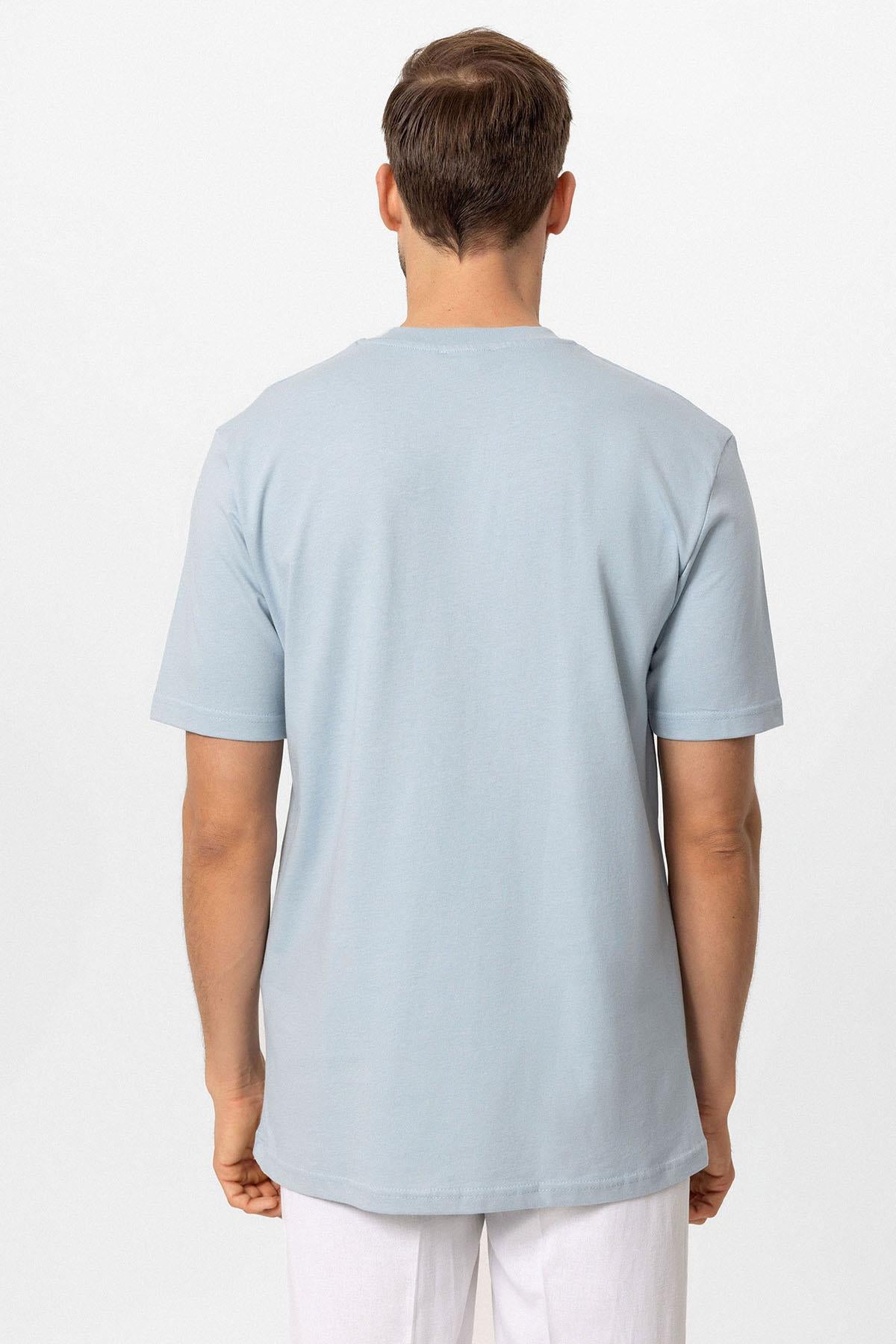 KOALA SYDNEY Men's Baby Blue Crew Neck Basic T-Shirt