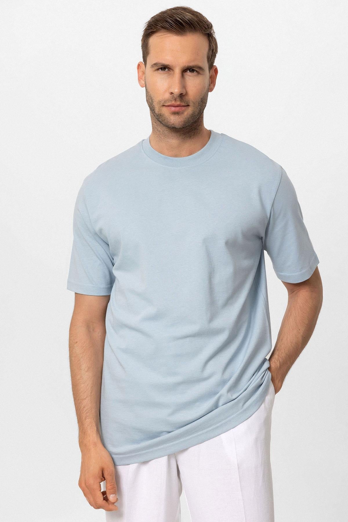KOALA SYDNEY Men's Baby Blue Crew Neck Basic T-Shirt