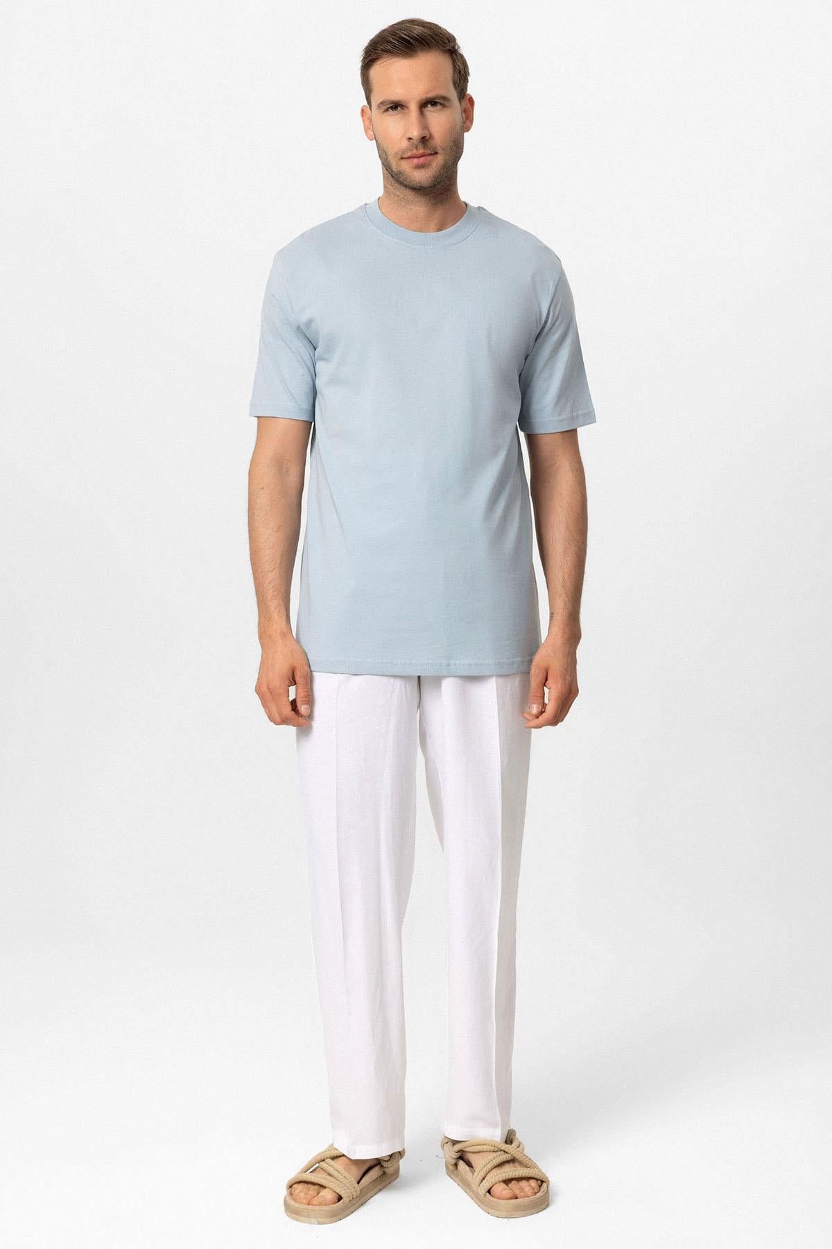 KOALA SYDNEY Men's Baby Blue Crew Neck Basic T-Shirt