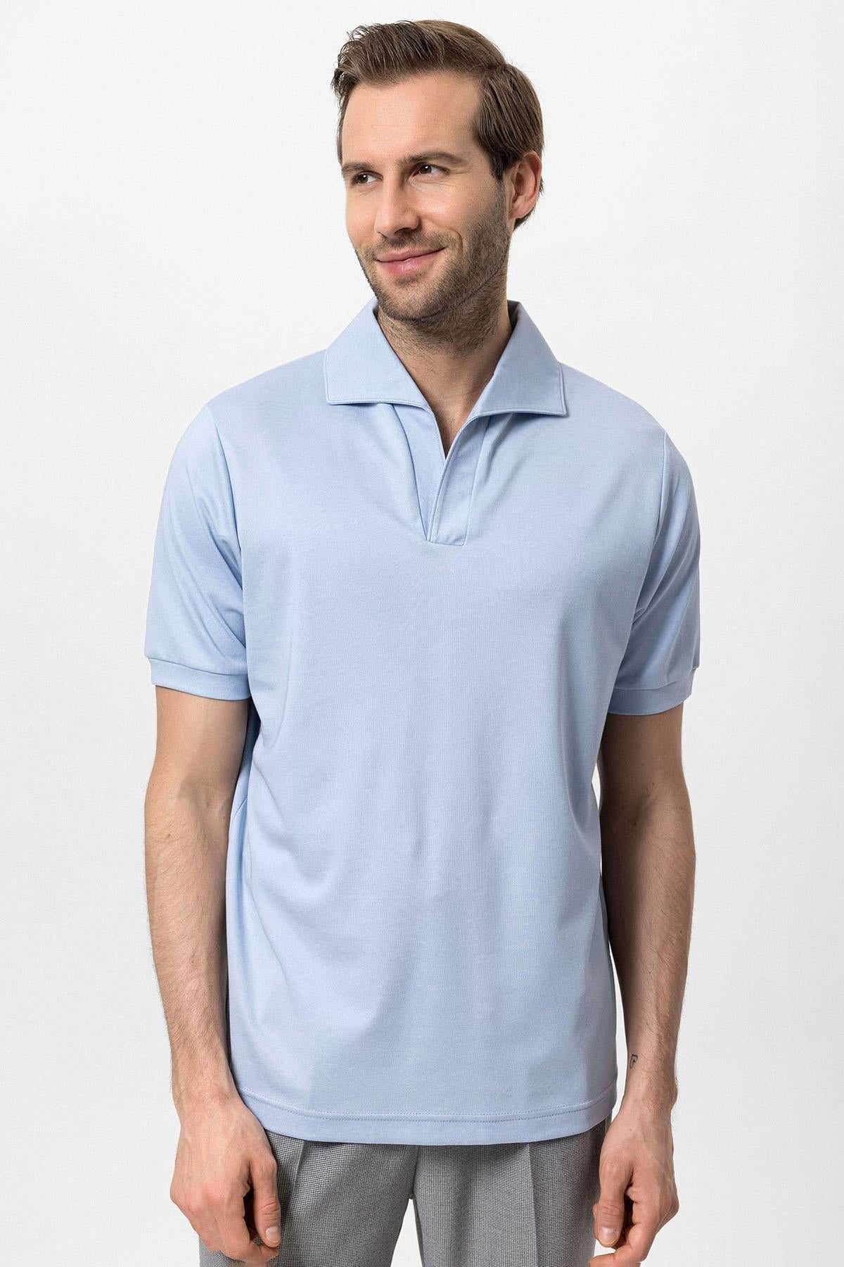 KOALA SYDNEY Men's Baby Blue Regular Fit Camp Collar Shirt -