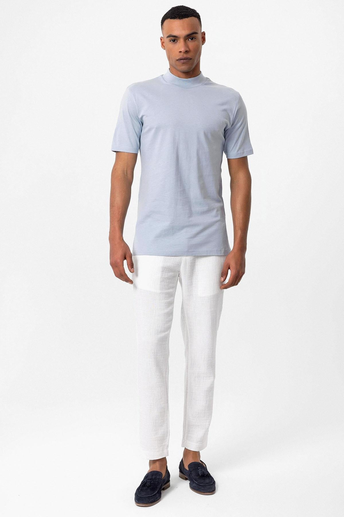 KOALA SYDNEY Men's Baby Blue Slim Fit Basic T-Shirt