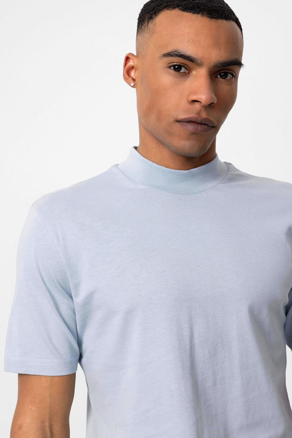 KOALA SYDNEY Men's Baby Blue Slim Fit Basic T-Shirt