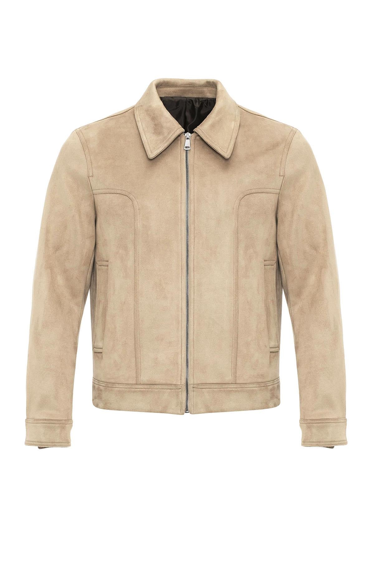 KOALA SYDNEY Beige Crop Fit Suede Men's Jackets -