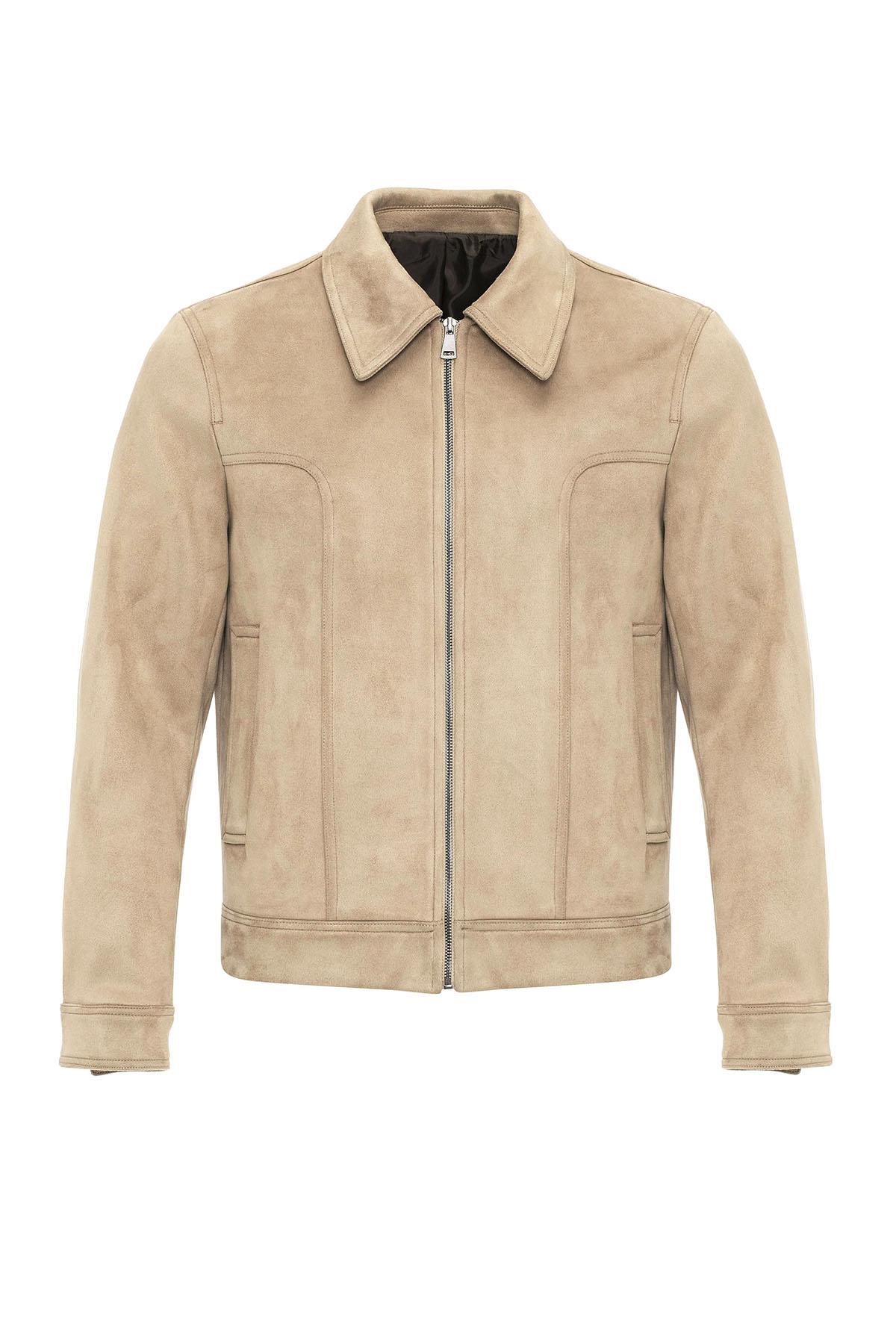 KOALA SYDNEY Beige Crop Fit Suede Men's Jacket -
