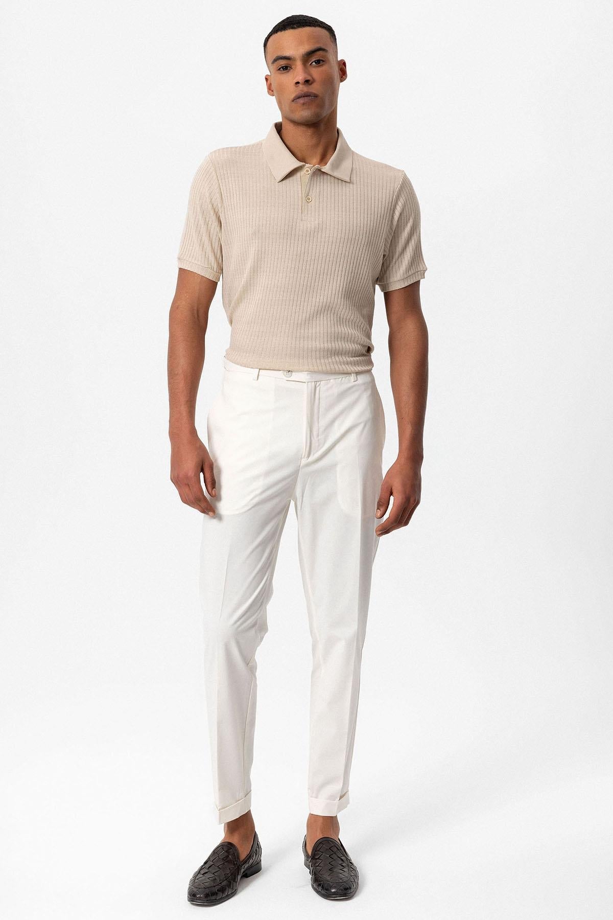 KOALA SYDNEY Men's Beige Slim Fit Polo Collar T-Shirt