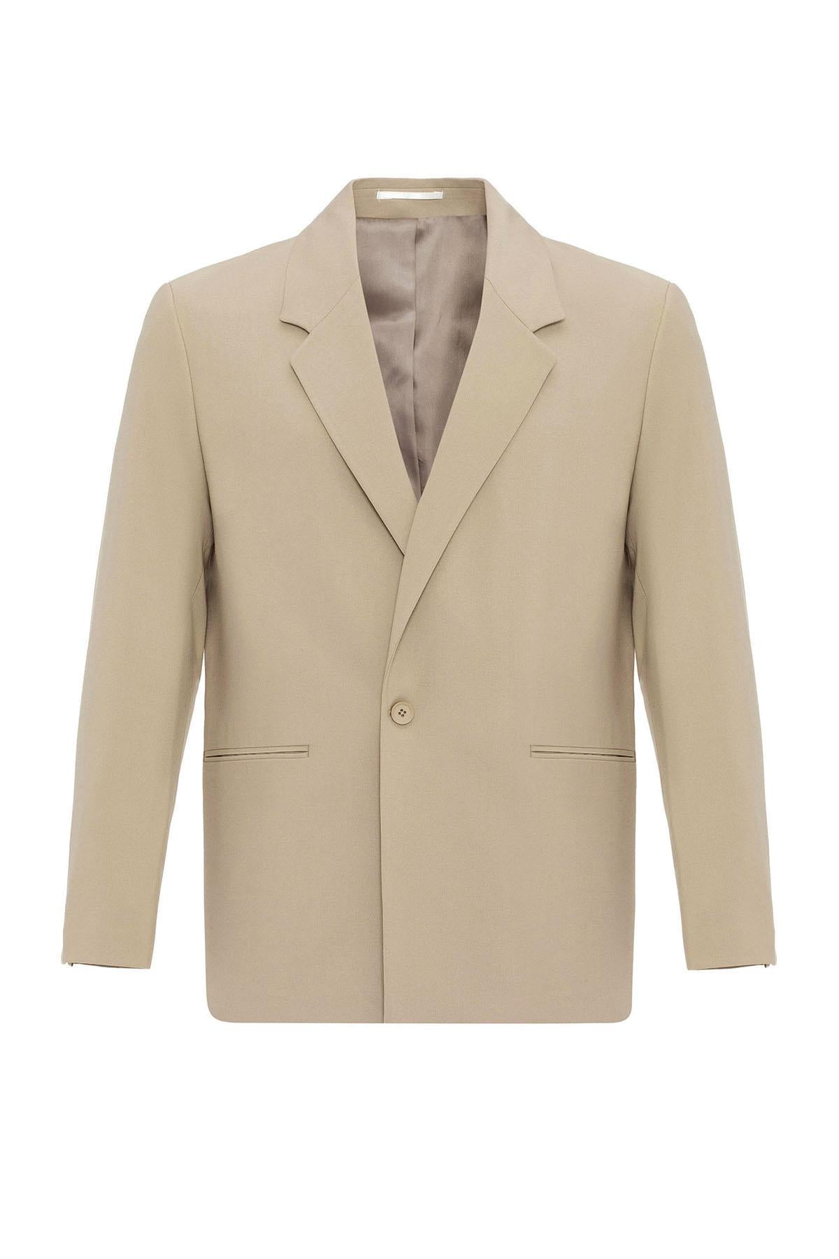KOALA SYDNEY Beige Single-Button Relaxed Men's Blazer Jacket