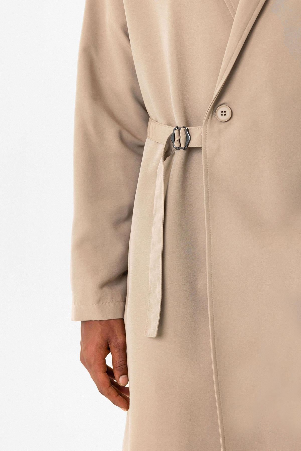 Men's Trench Coat with Buckle Detail