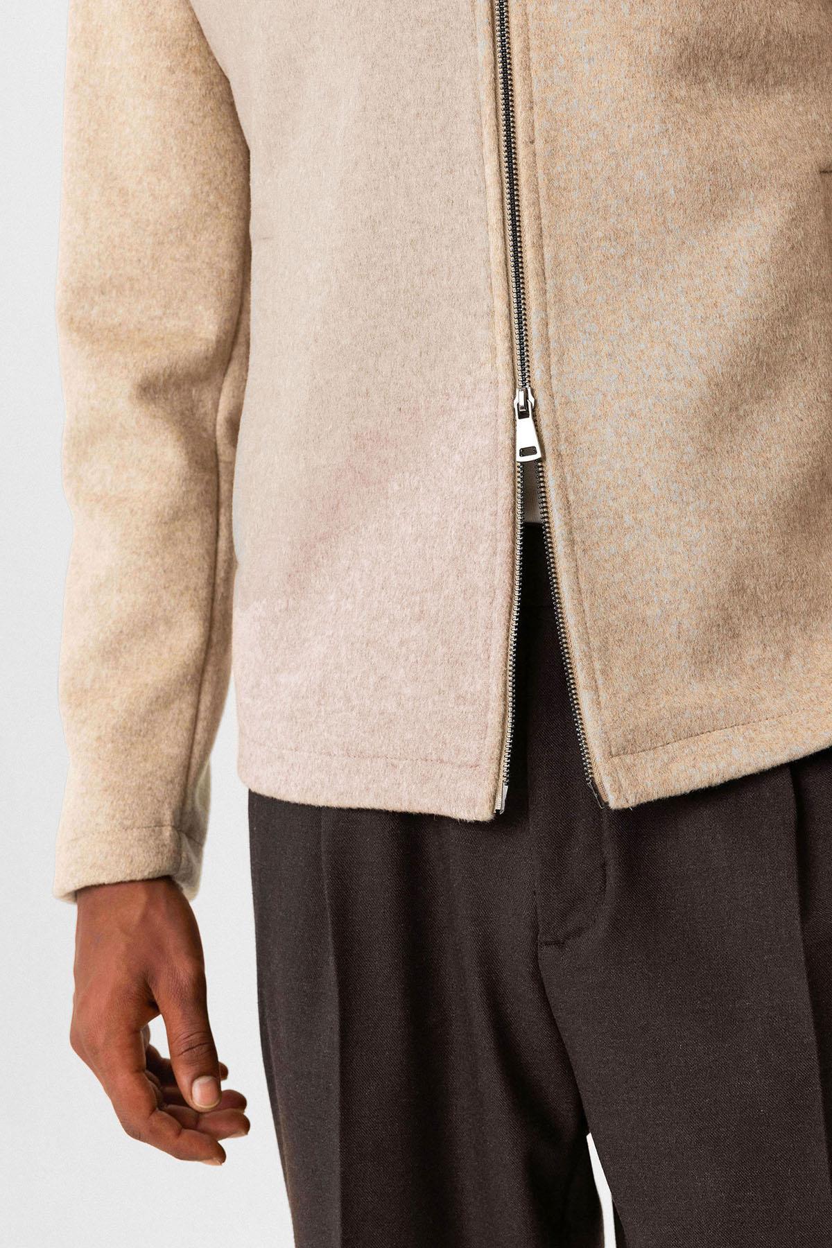Beige Wool-Blend Seasonal Men's Jacket