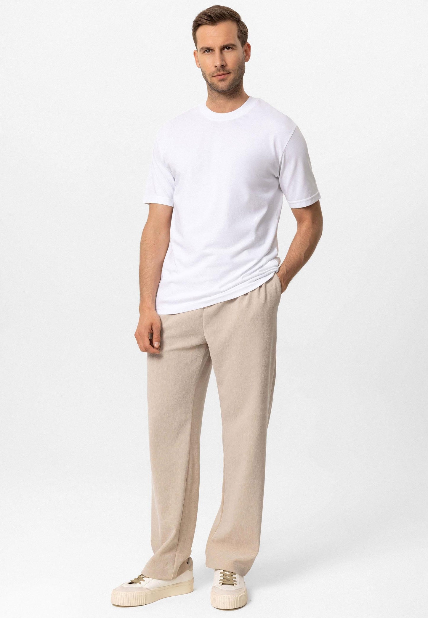 KOALA SYDNEY Men's White Crew Neck Basic T-Shirt
