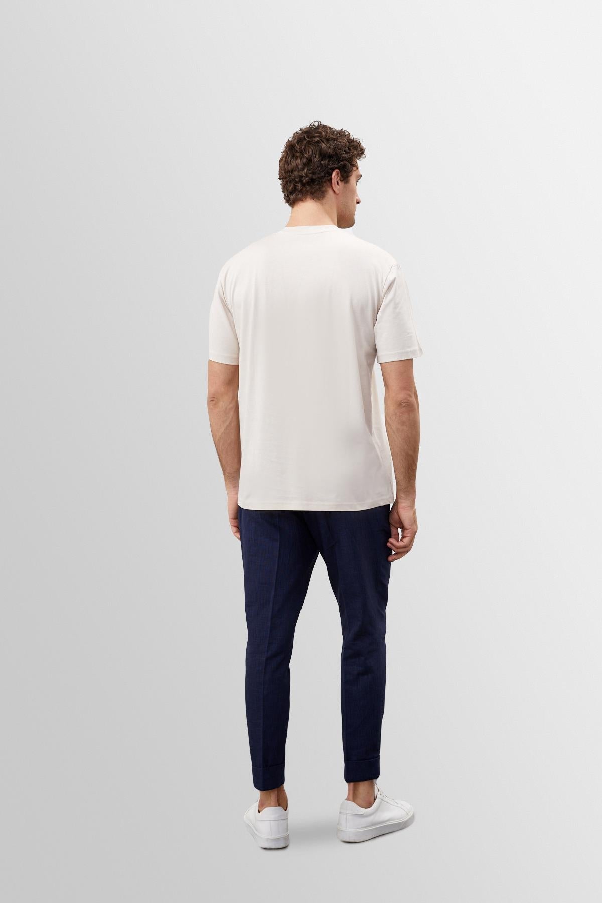 KOALA SYDNEY Men's Beige Crew Neck Basic T-Shirt