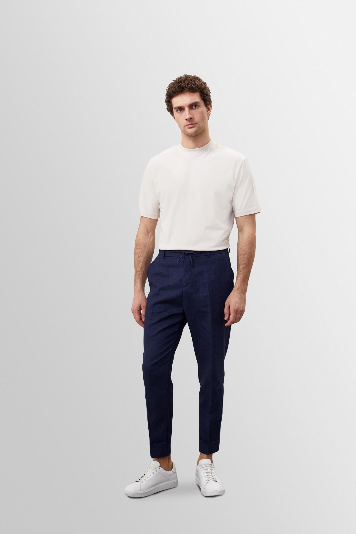 Men's Beige Crew Neck Basic T-Shirt - Wessi
