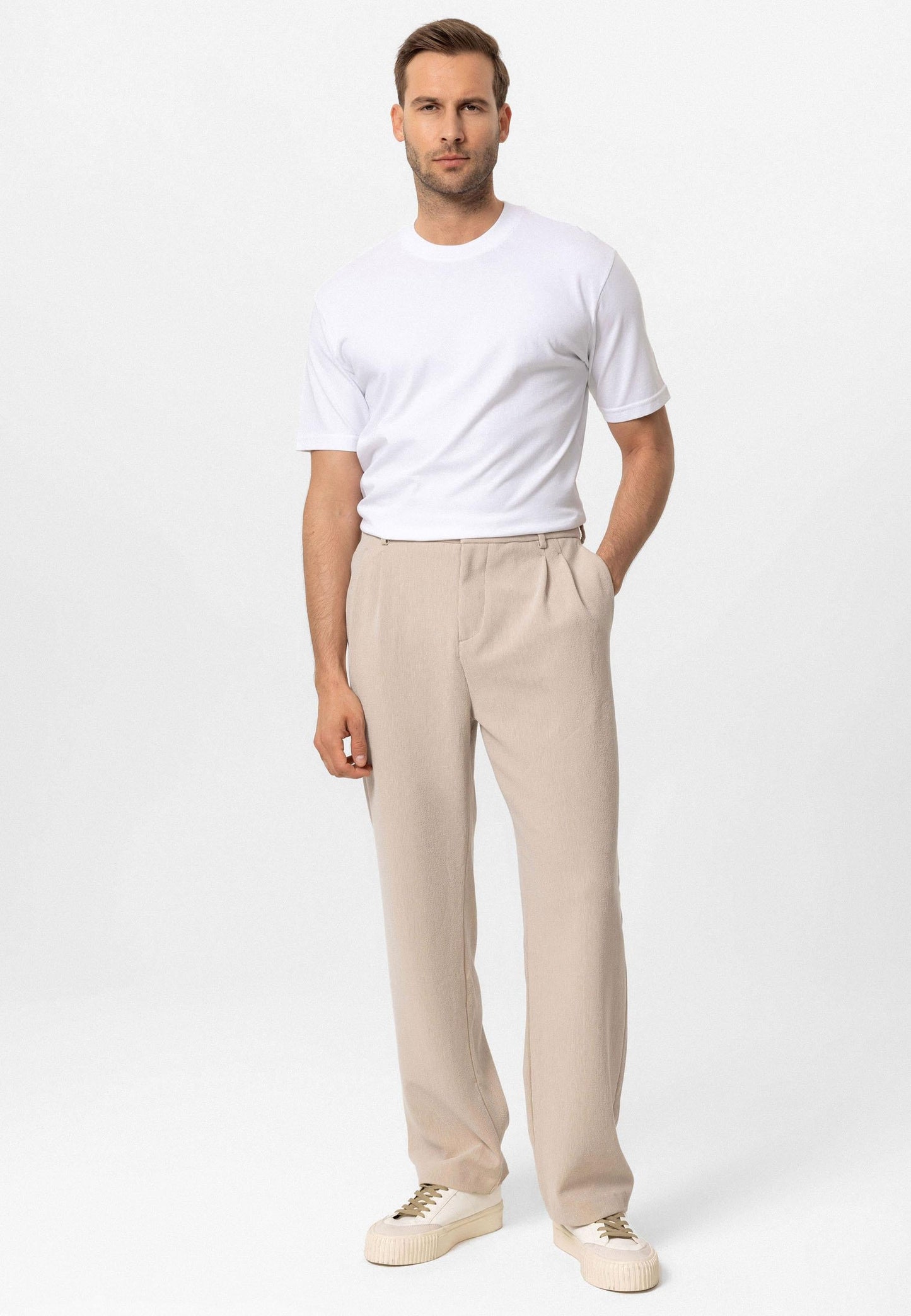 KOALA SYDNEY Men's White Crew Neck Basic T-Shirt