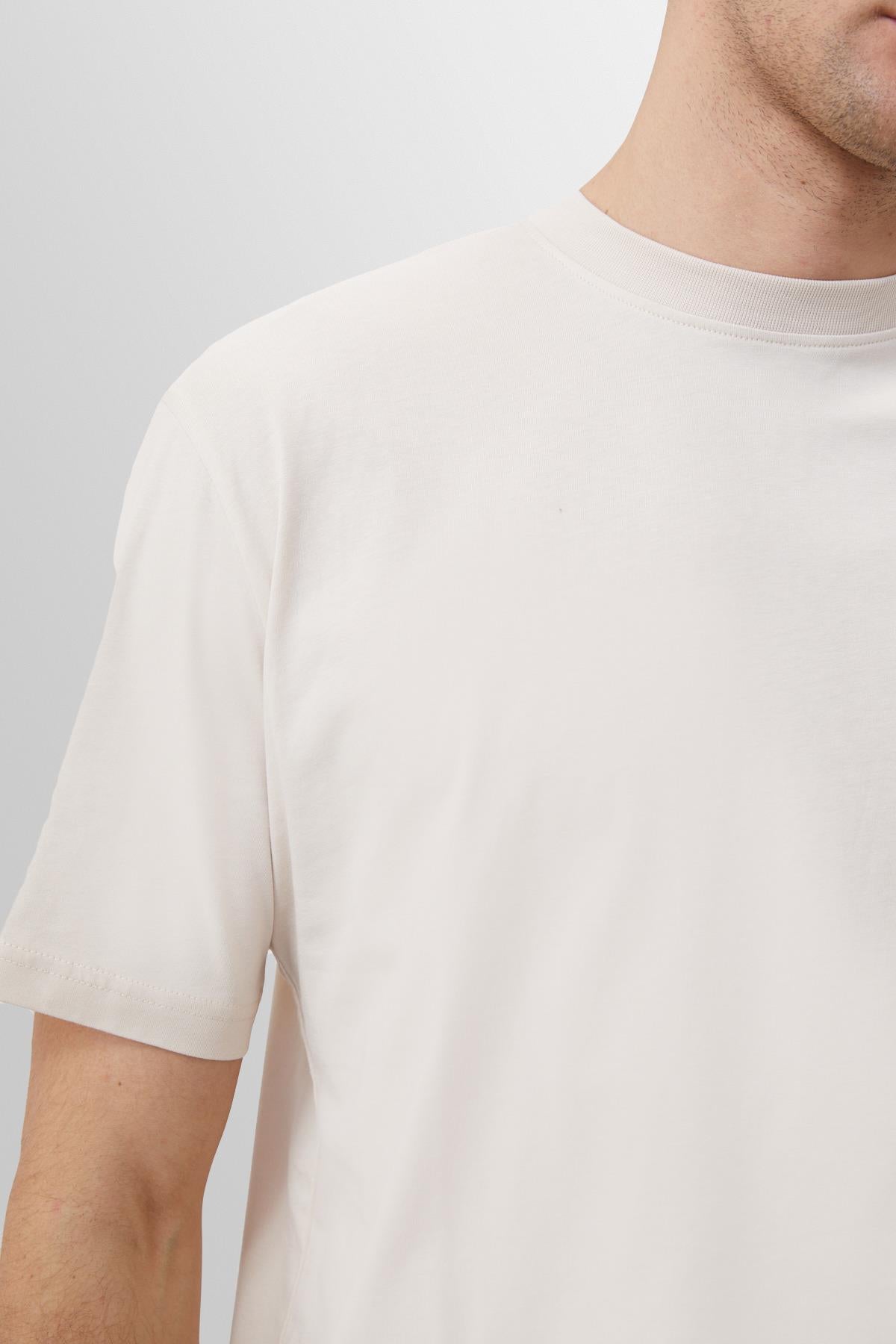 KOALA SYDNEY Men's Beige Crew Neck Basic T-Shirt