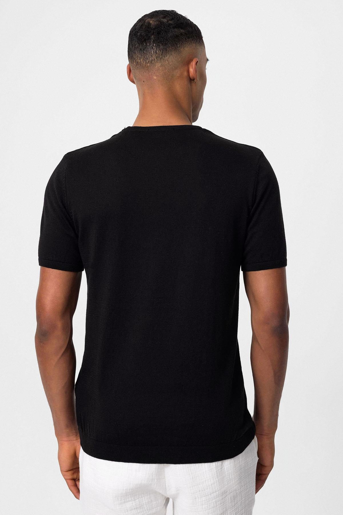 KOALA SYDNEY Men's Black Crew Neck Knit T-Shirt -