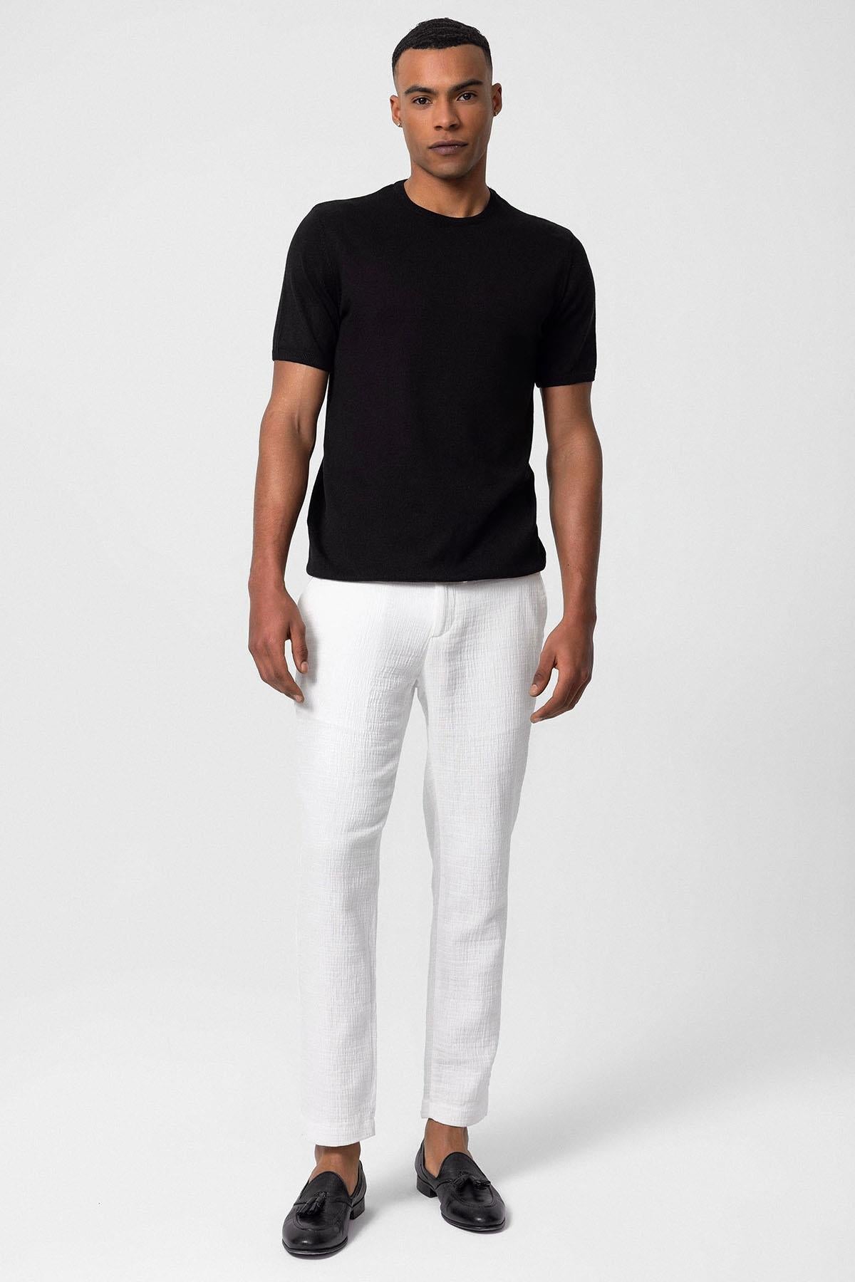 Men's Black Crew Neck Knit T-Shirt
