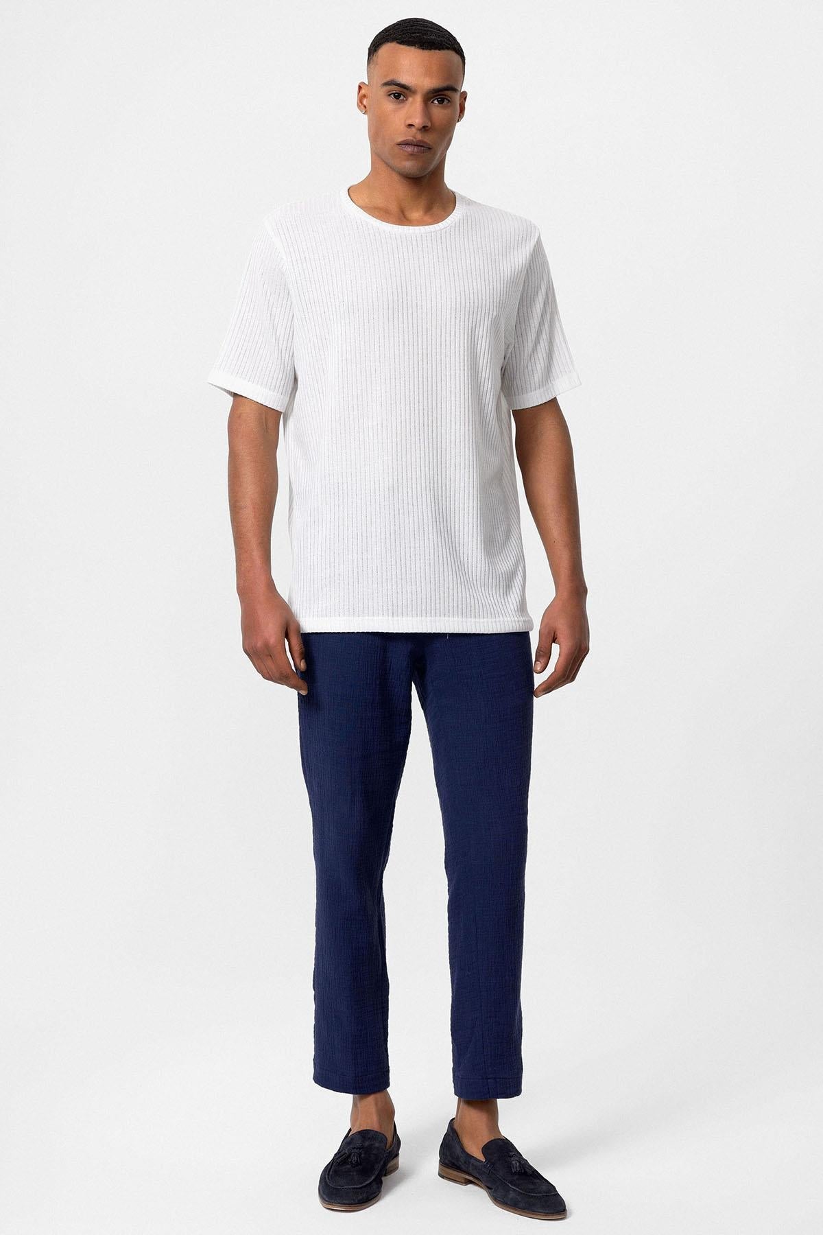 KOALA SYDNEY Men's White Crew Neck Ribbed T-Shirt