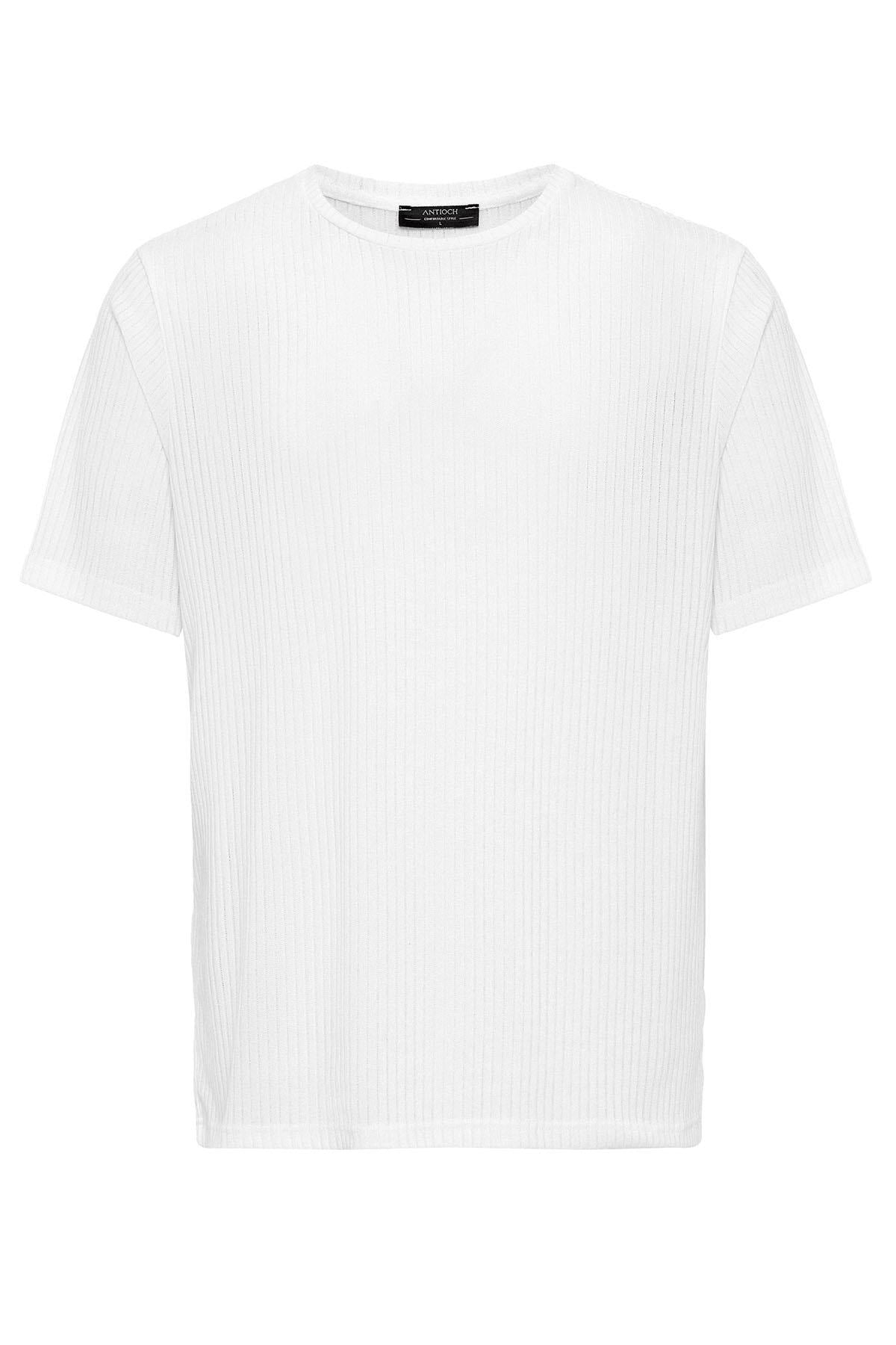 KOALA SYDNEY Men's White Crew Neck Ribbed T-Shirt