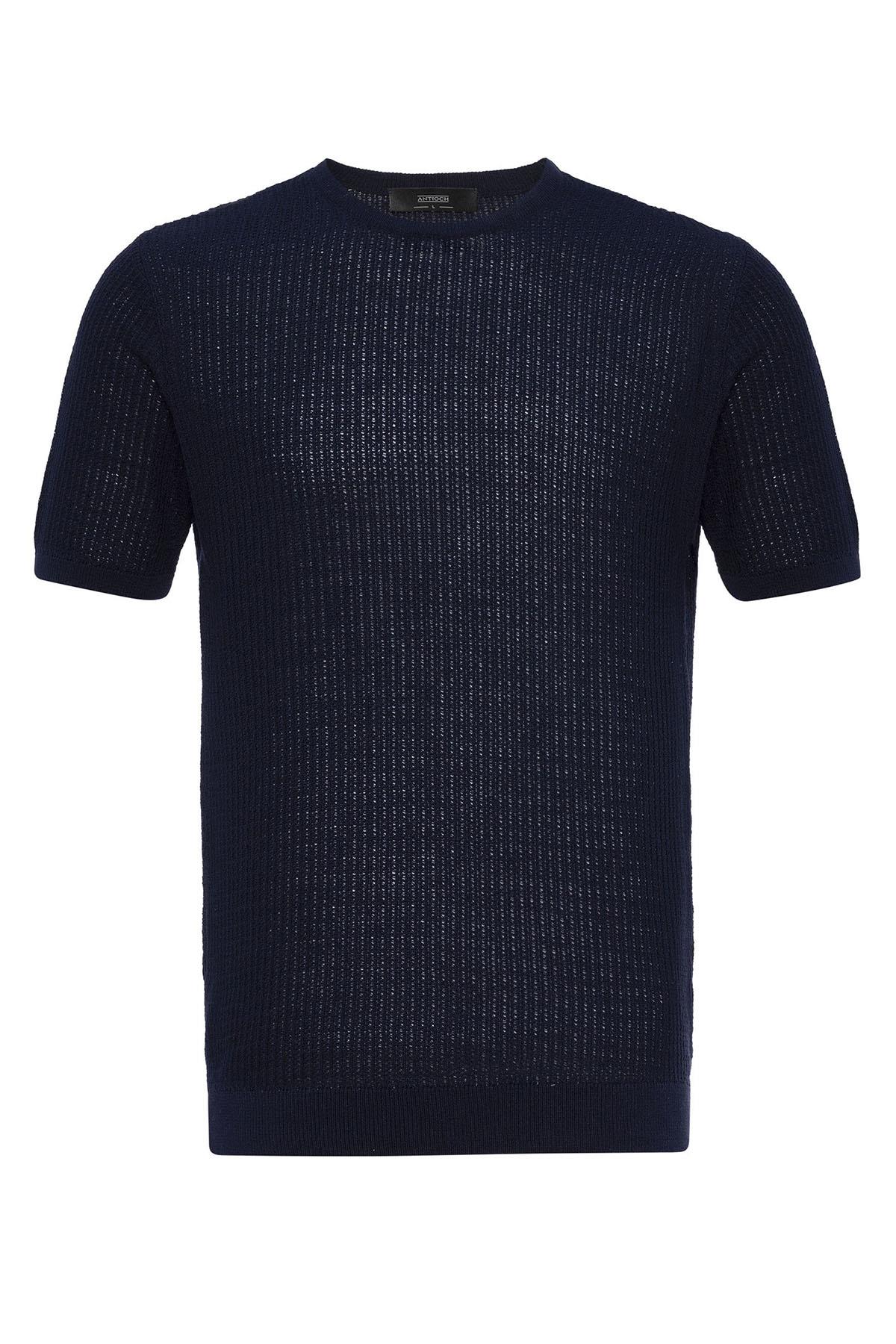KOALA SYDNEY Men's Navy Blue Crew Neck Knit T-Shirt