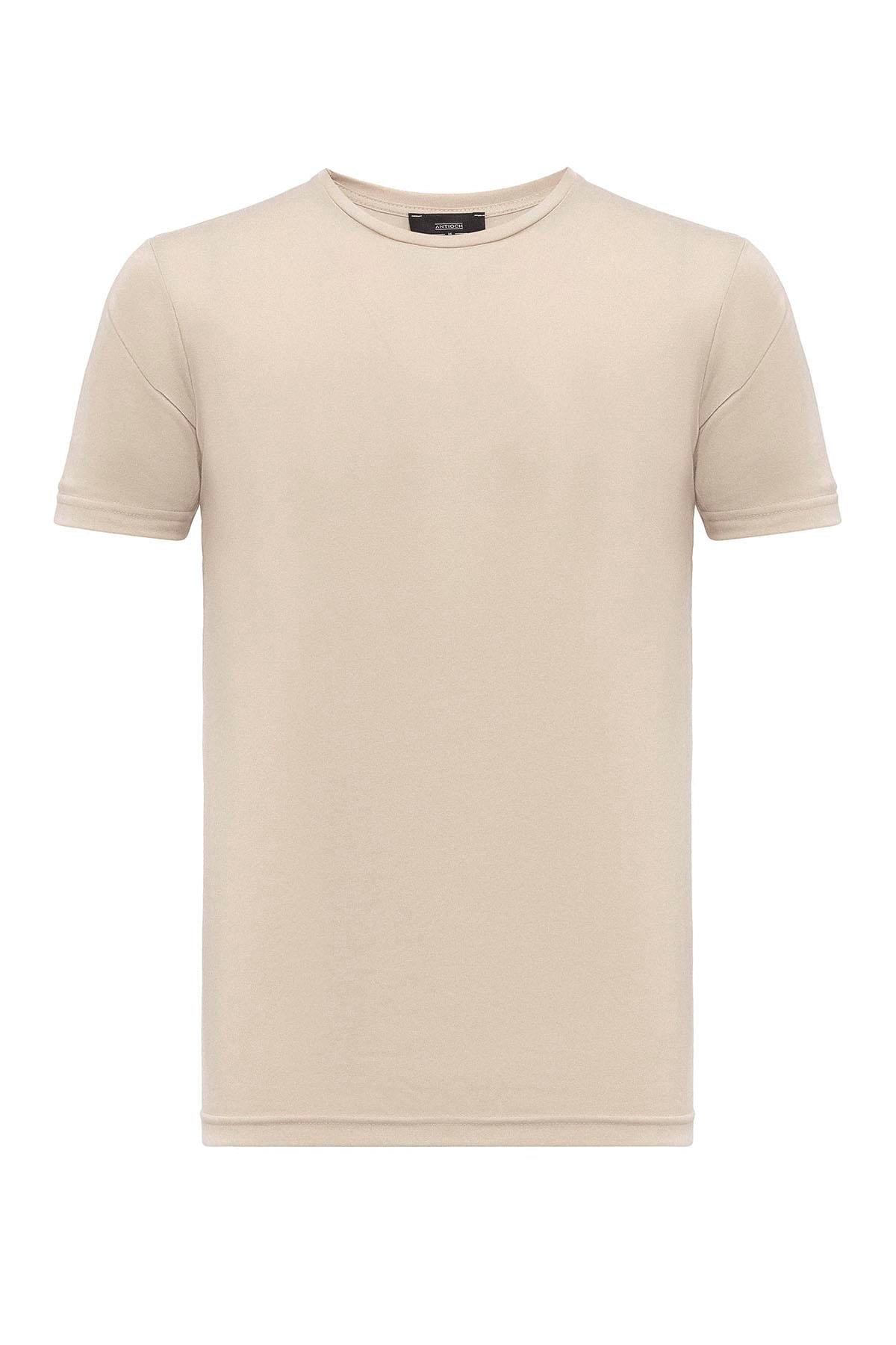 KOALA SYDNEY Men's Beige Crew Neck Slim Fit T-Shirt