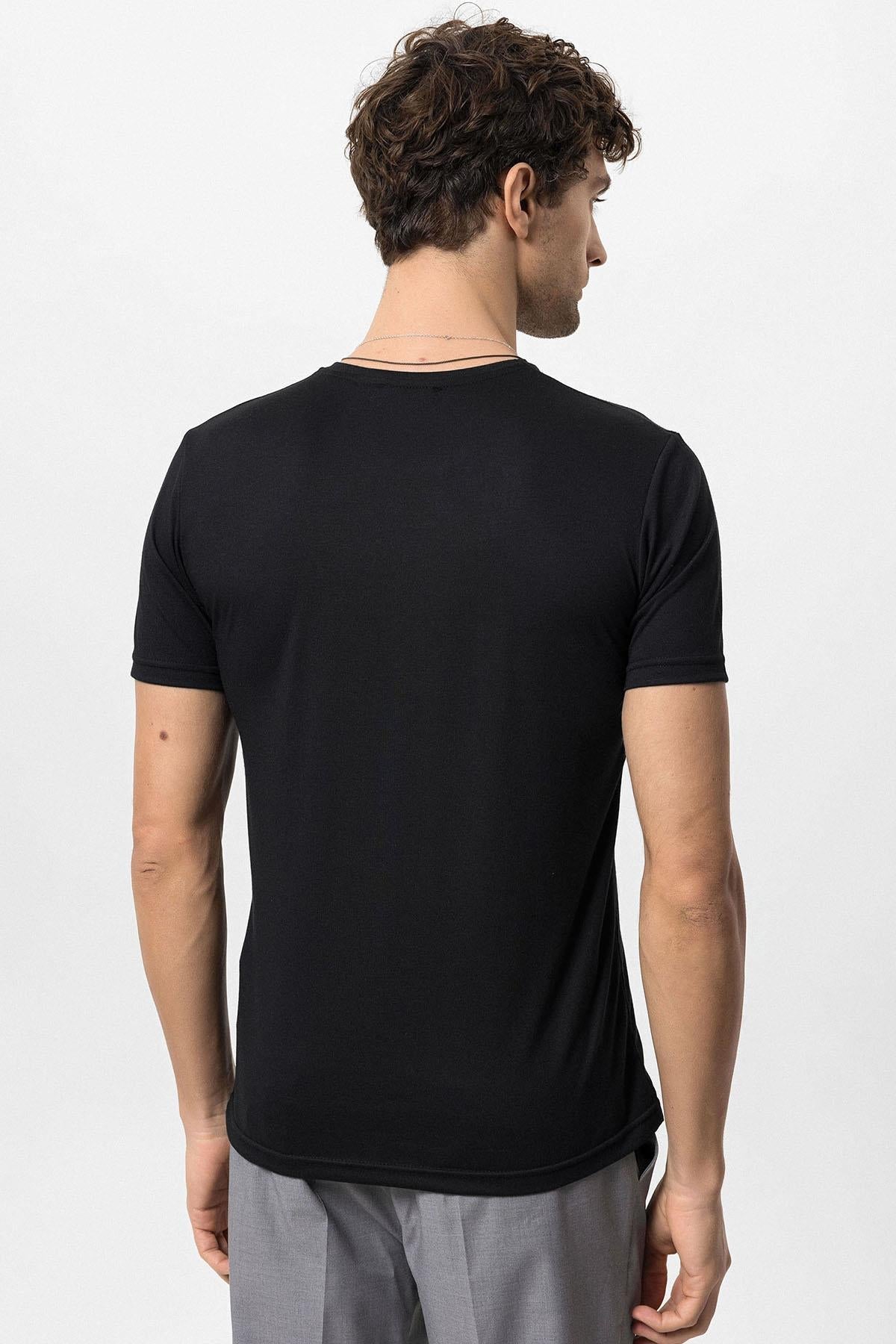KOALA SYDNEY Men's Black Crew Neck Slim Fit T-Shirt