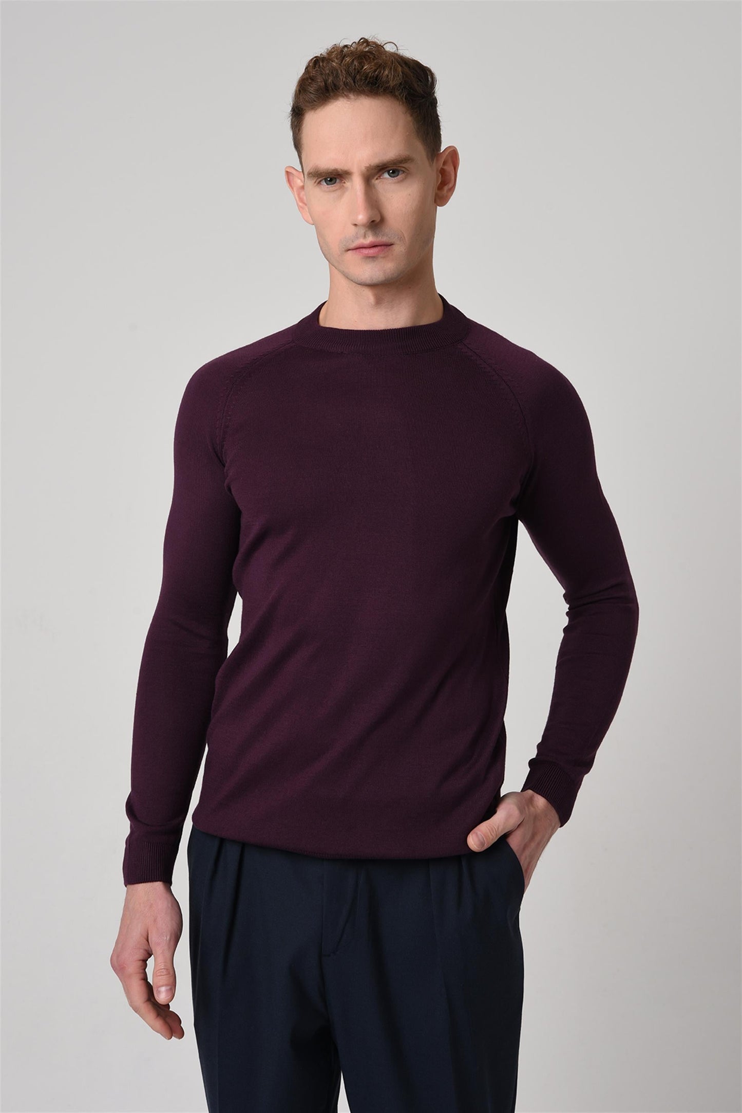 KOALA SYDNEY Men's Damson Crew Neck Slim Fit Knitwear Sweater