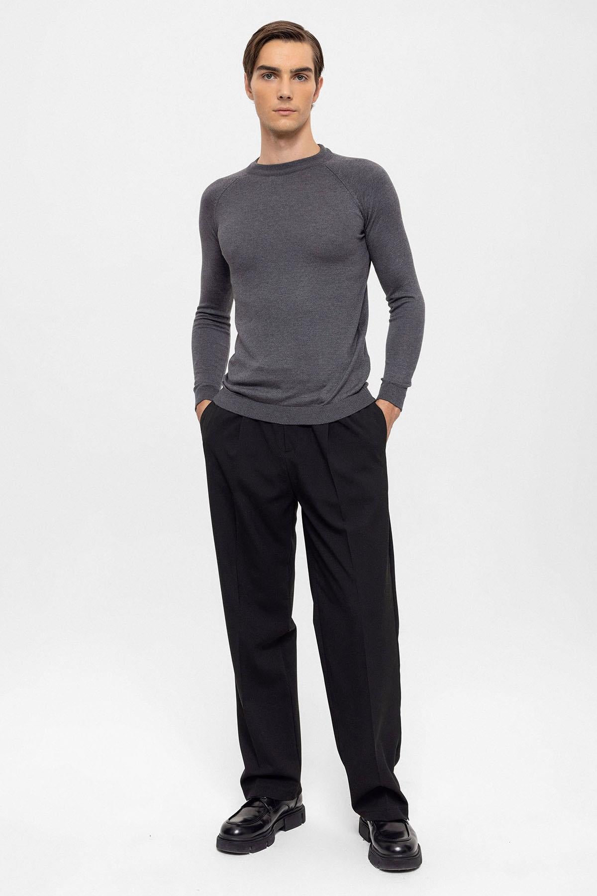 KOALA SYDNEY Men's Smoked Crew Neck Slim Fit Knitwear Sweater
