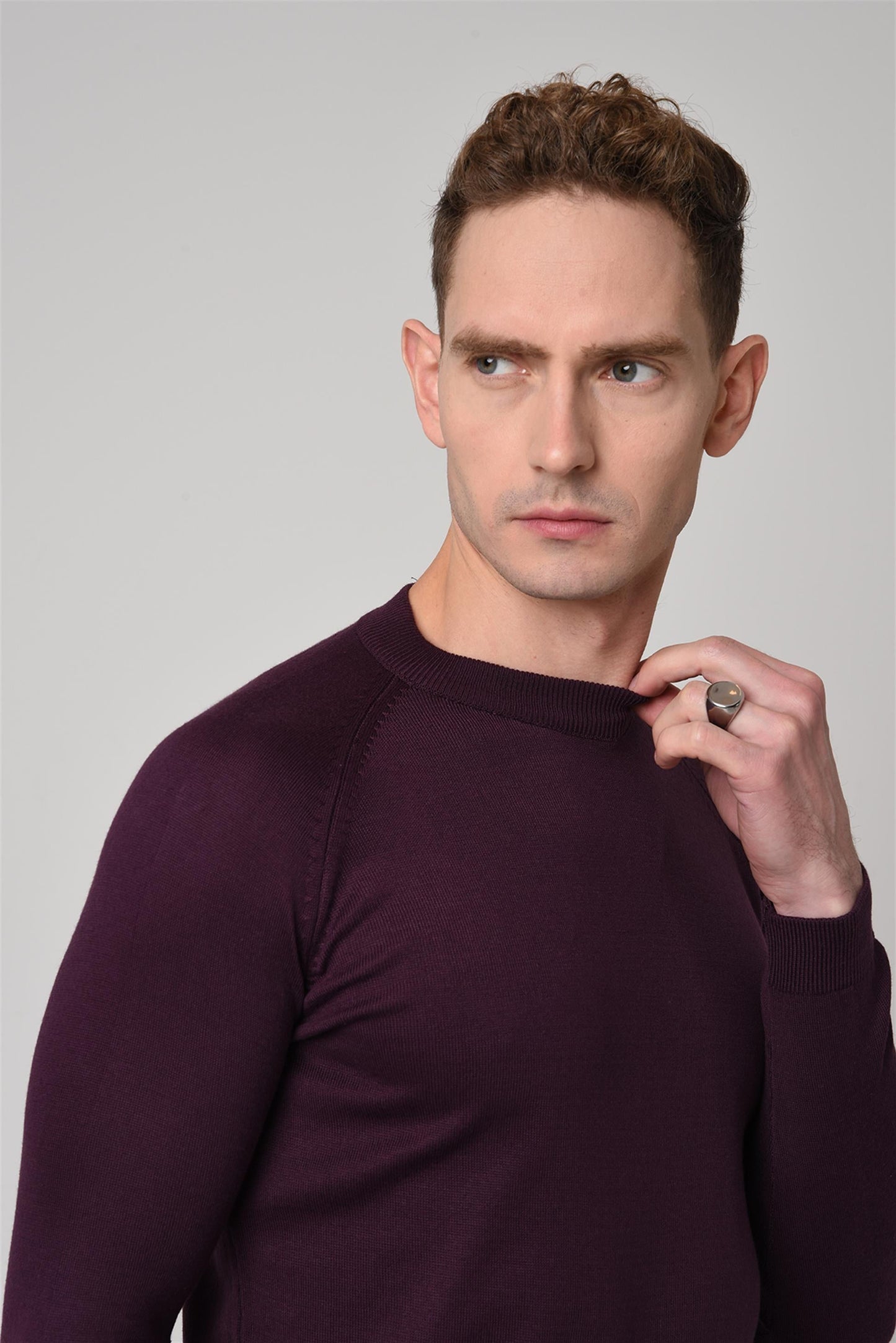 KOALA SYDNEY Men's Damson Crew Neck Slim Fit Knitwear Sweater