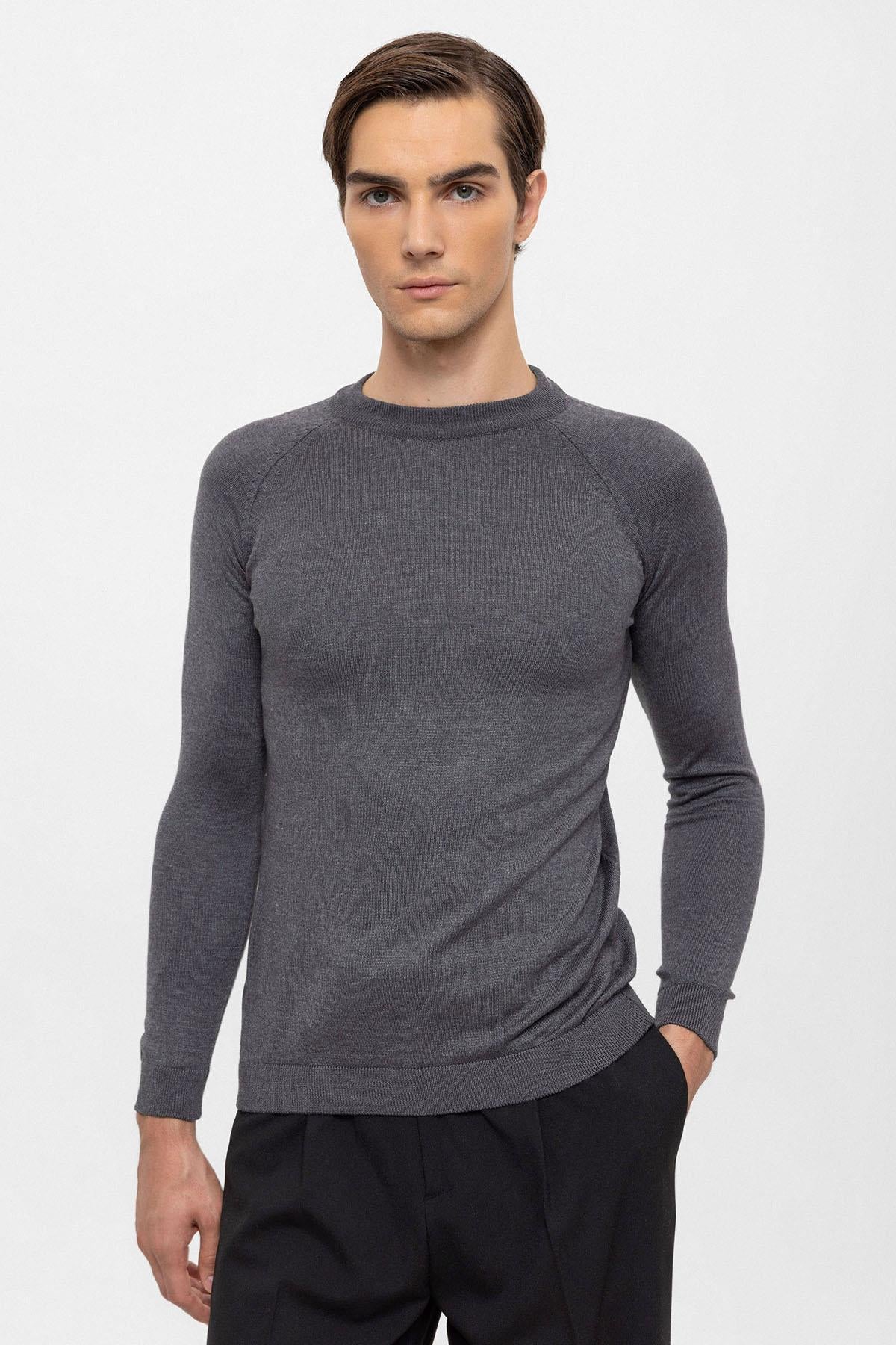 KOALA SYDNEY Men's Smoked Crew Neck Slim Fit Knitwear Sweater