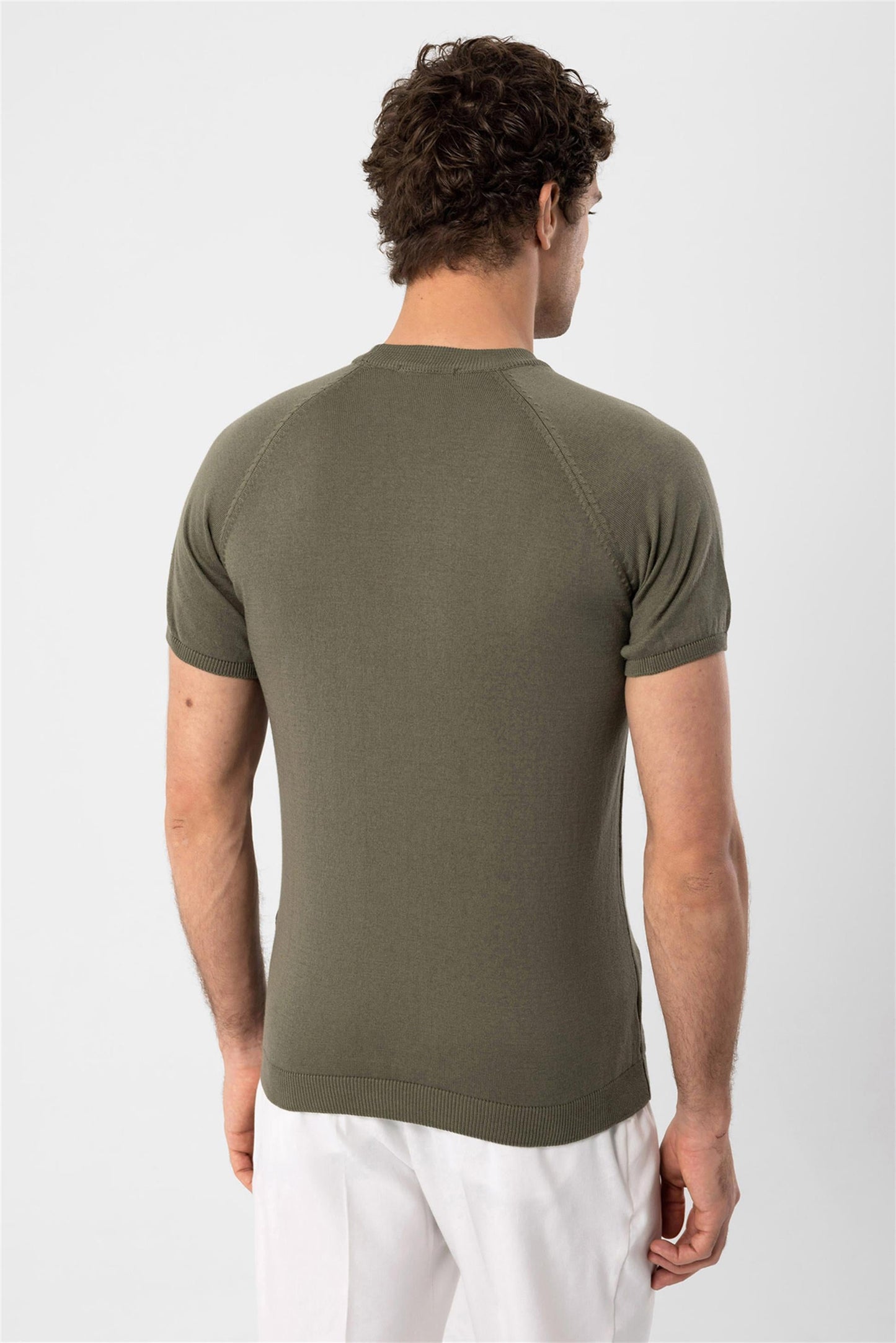 KOALA SYDNEY Men's Light Khaki Crew Neck Knitwear T-Shirt