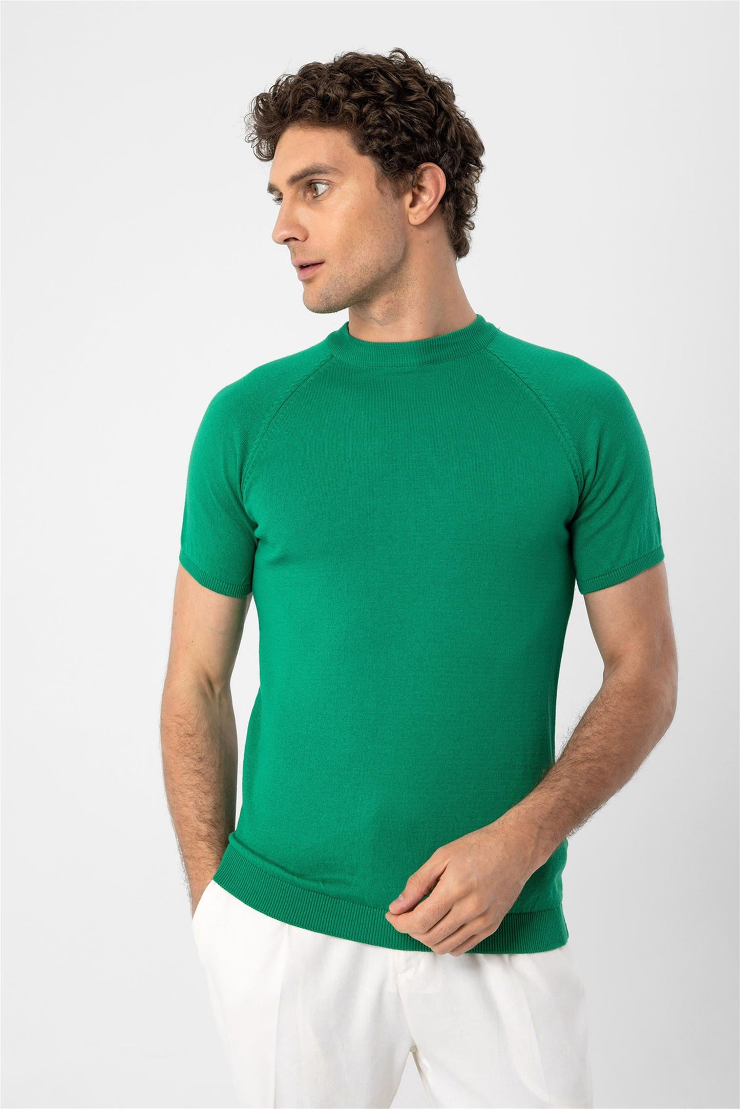 KOALA SYDNEY Men's Green Crew Neck Knitwear T-Shirt