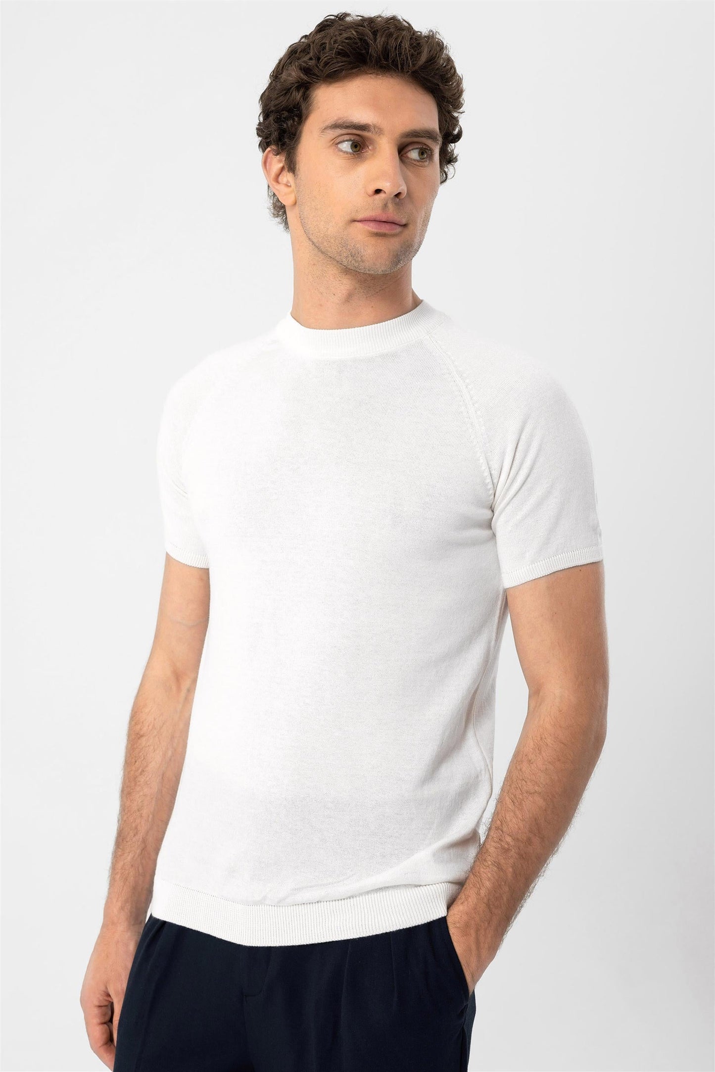 KOALA SYDNEY Men's Ecru Crew Neck Knitwear T-Shirt