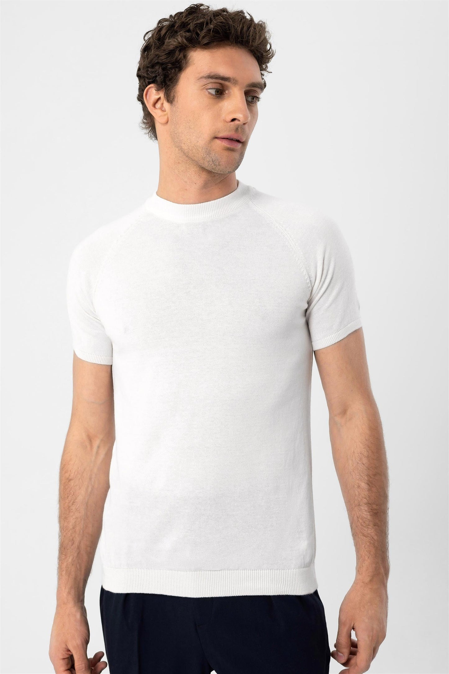 KOALA SYDNEY Men's Ecru Crew Neck Knitwear T-Shirt
